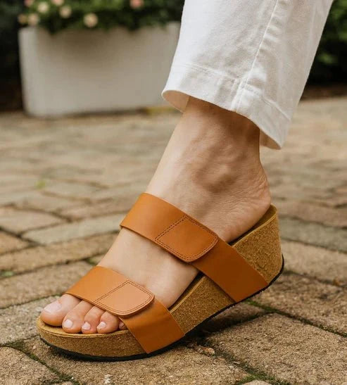 Eric Michael Lily Leather Wedge Sandals
