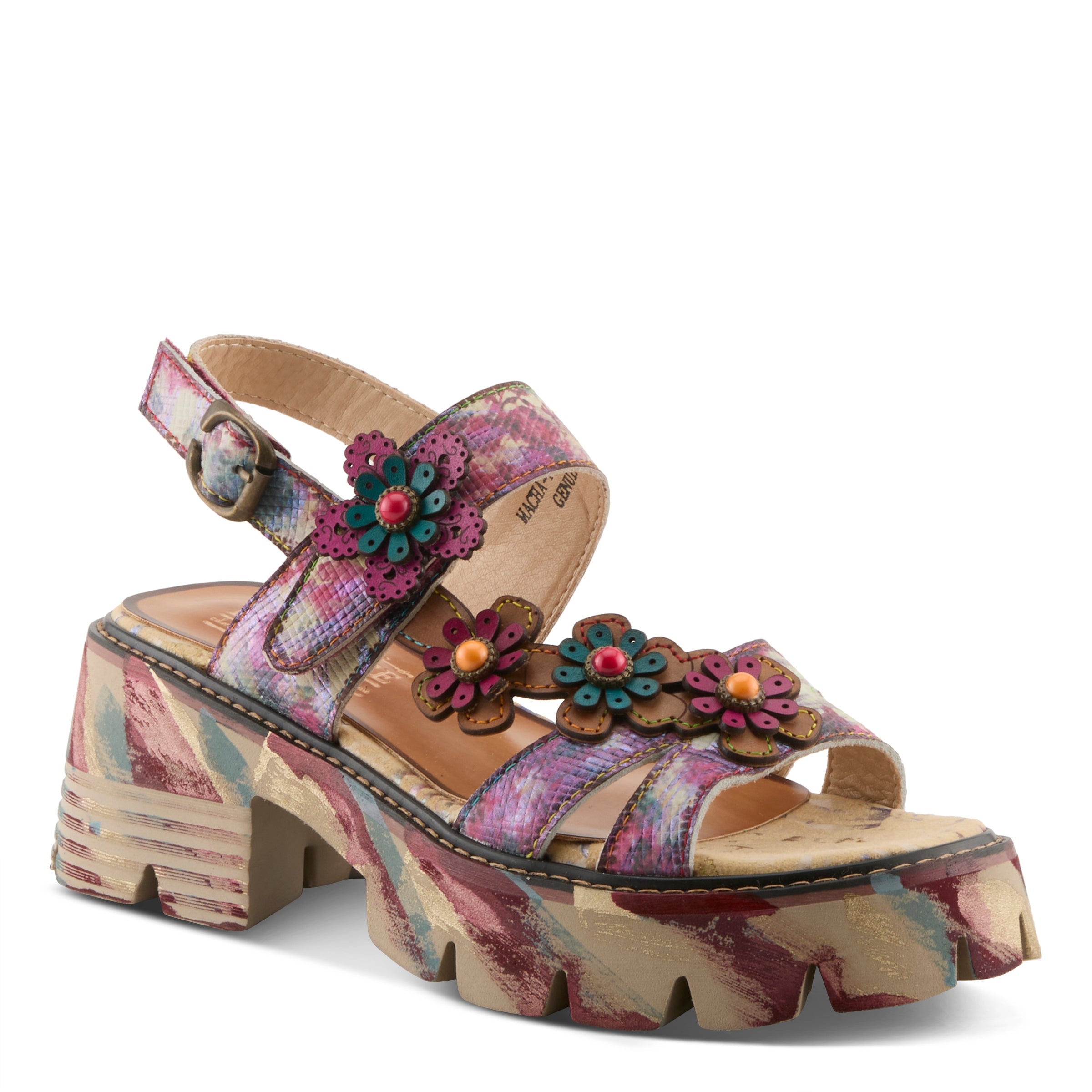 L'Artiste L'ARTISTE MACHA SANDALS sandal in plum multi with handcrafted leather design