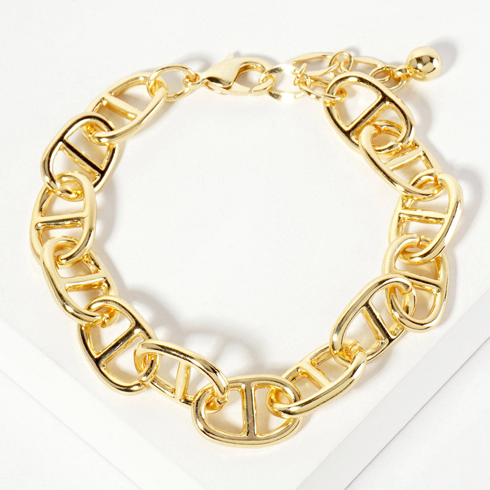 Gold Dipped Chunky Mariner Link Chain Bracelet