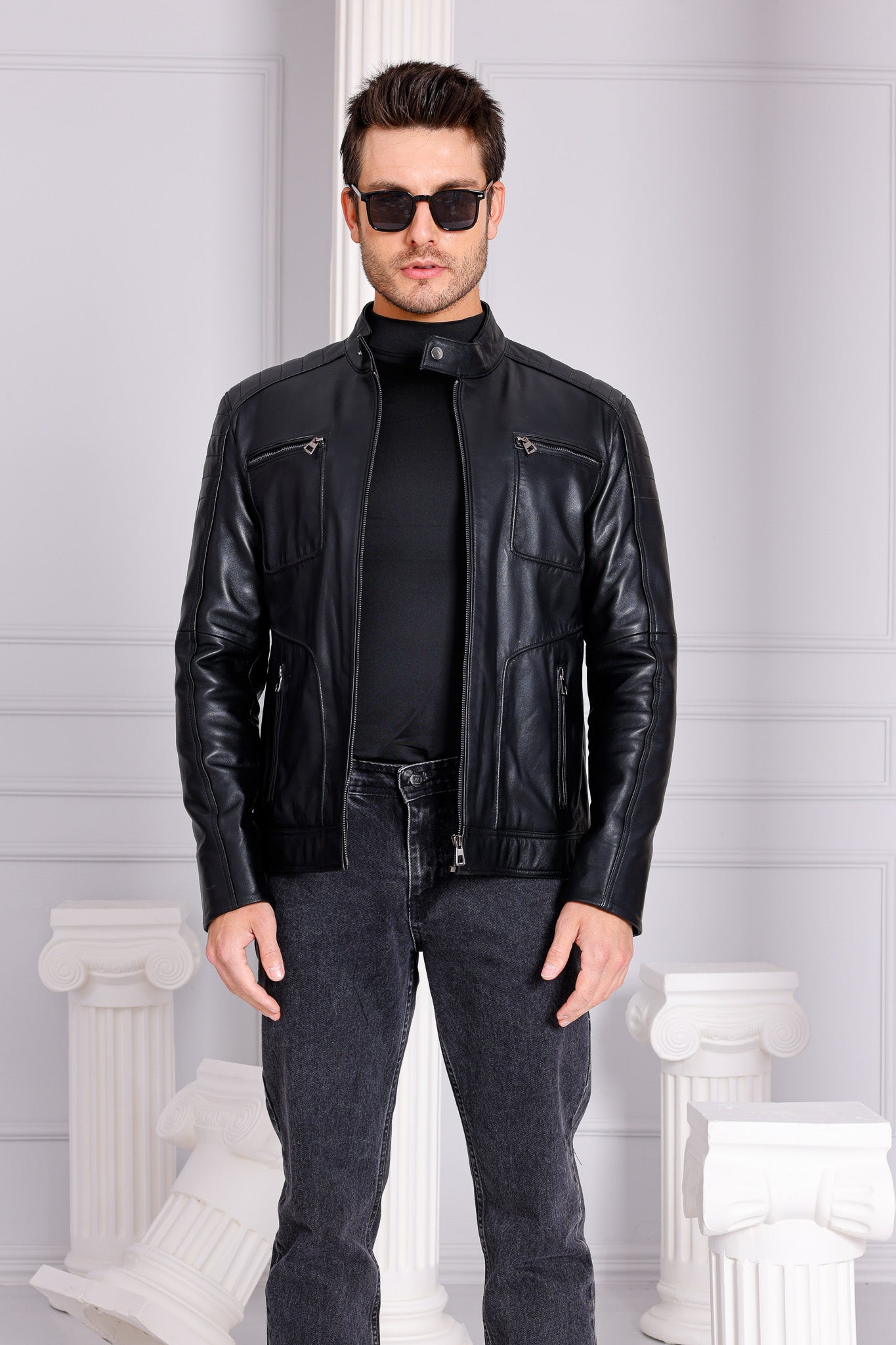 The Argento Black Leather Men Jacket