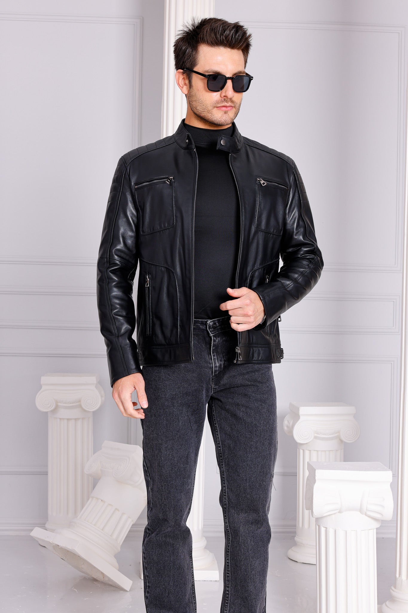 The Argento Black Leather Men Jacket