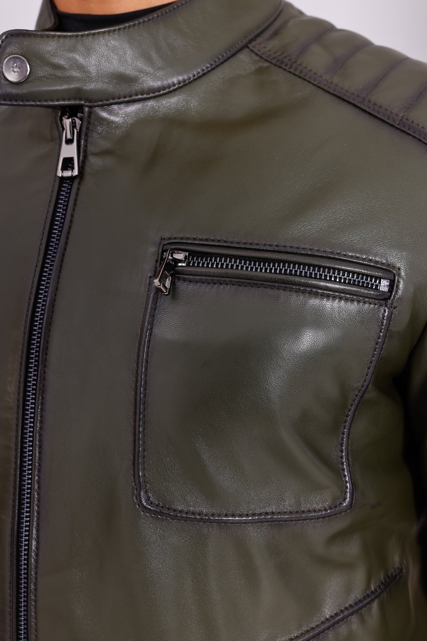 The Argento Green Leather Men Jacket