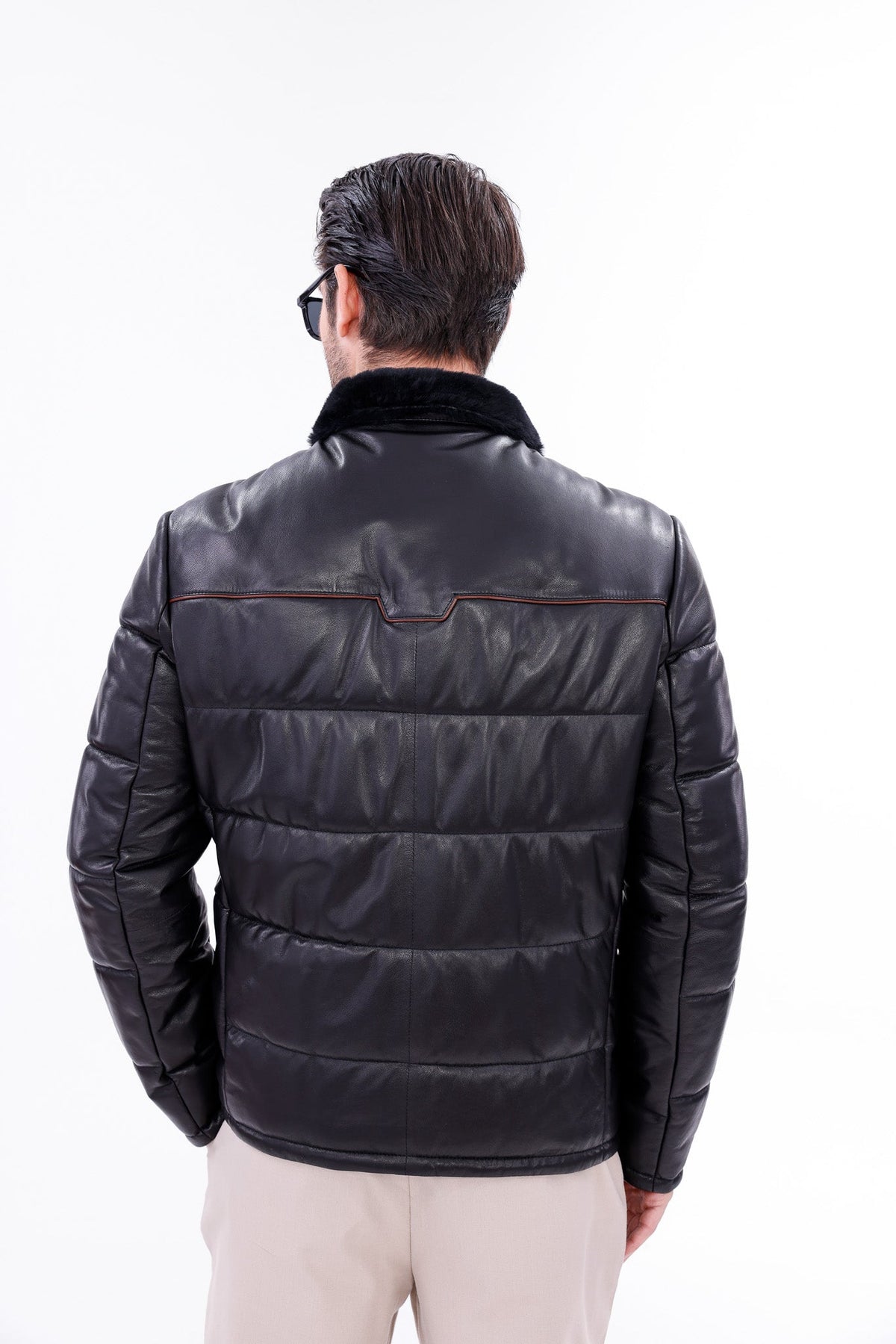 Vinci Leather The Valtina Black Shearling Men Jacket – product view 6
