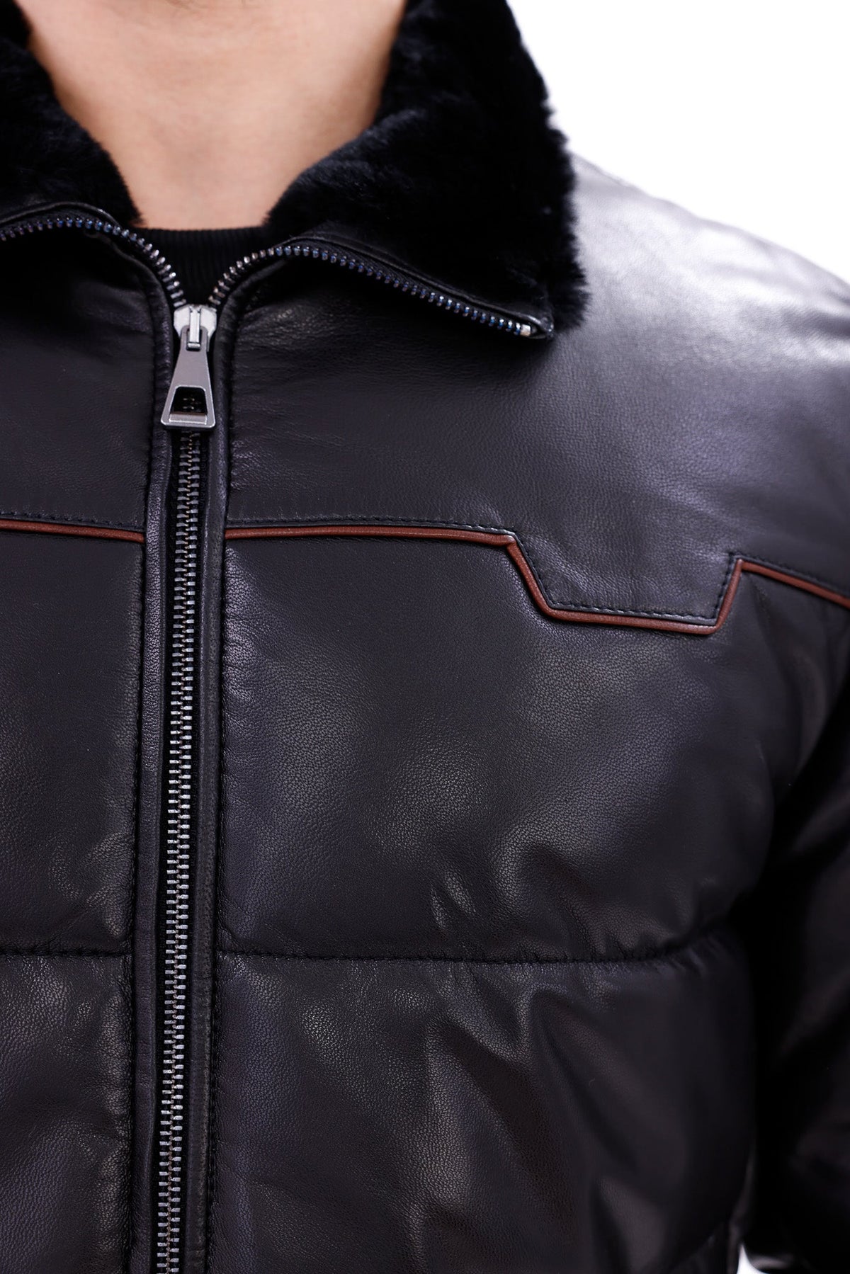 Vinci Leather The Valtina Black Shearling Men Jacket – product view 3
