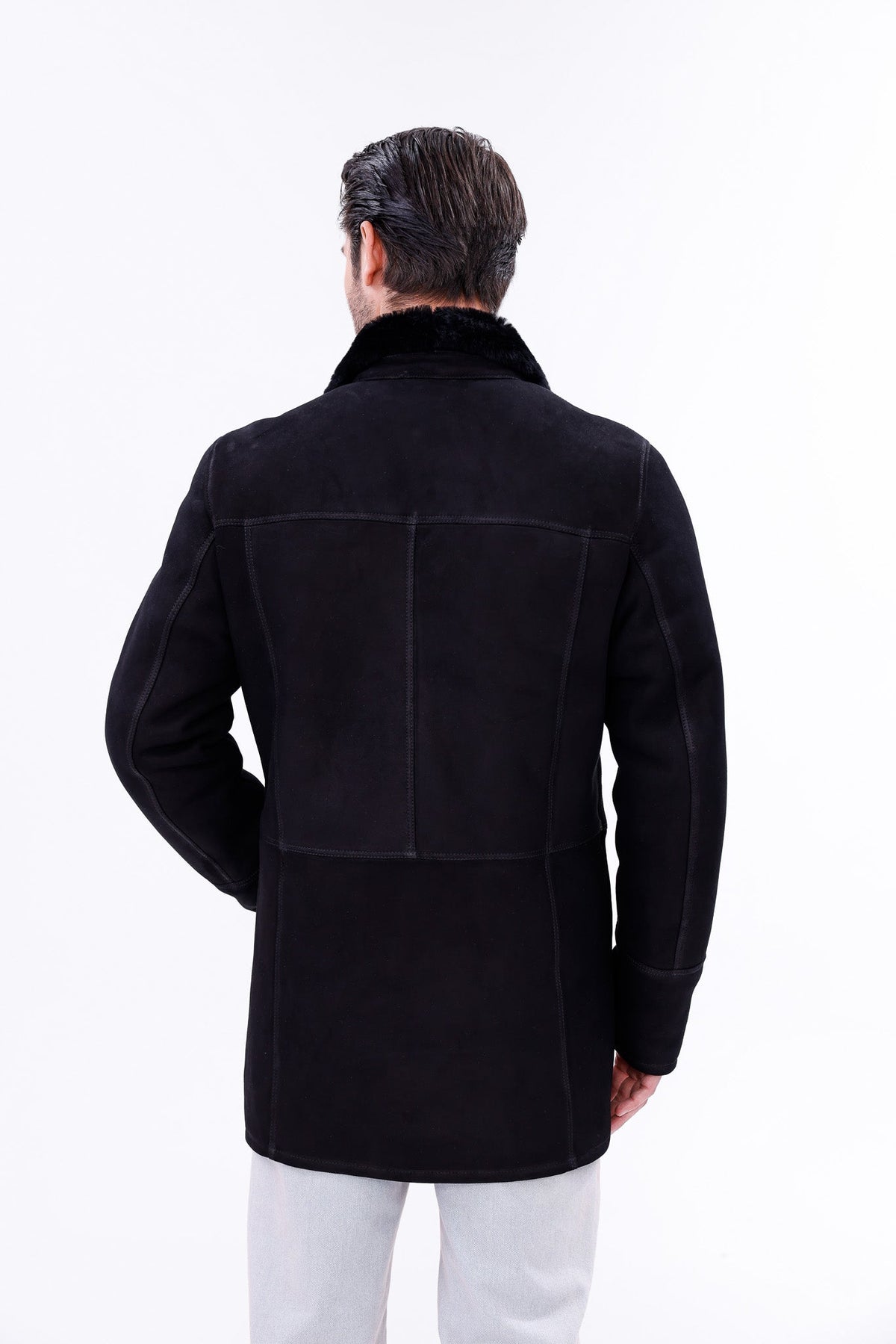 Vinci Leather The Lariana Black Shearling Men Jacket – product view 3