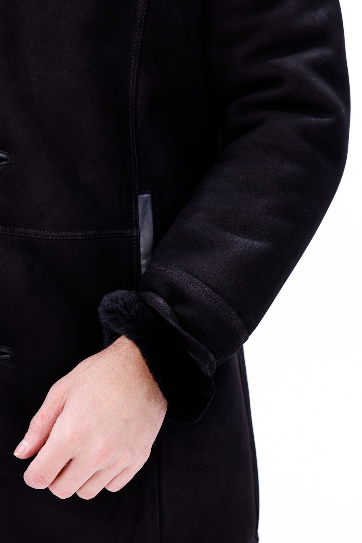 Vinci Leather The Lariana Black Shearling Men Jacket – product view 4