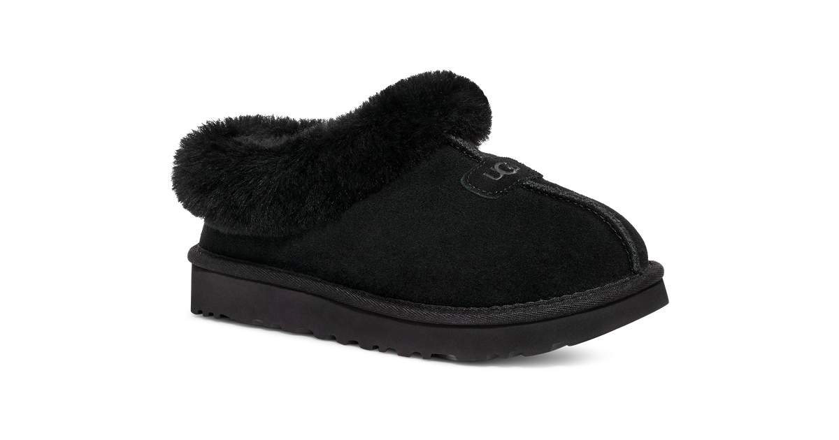 UGG Tazzette Womens Platform Slippers — Black Suede