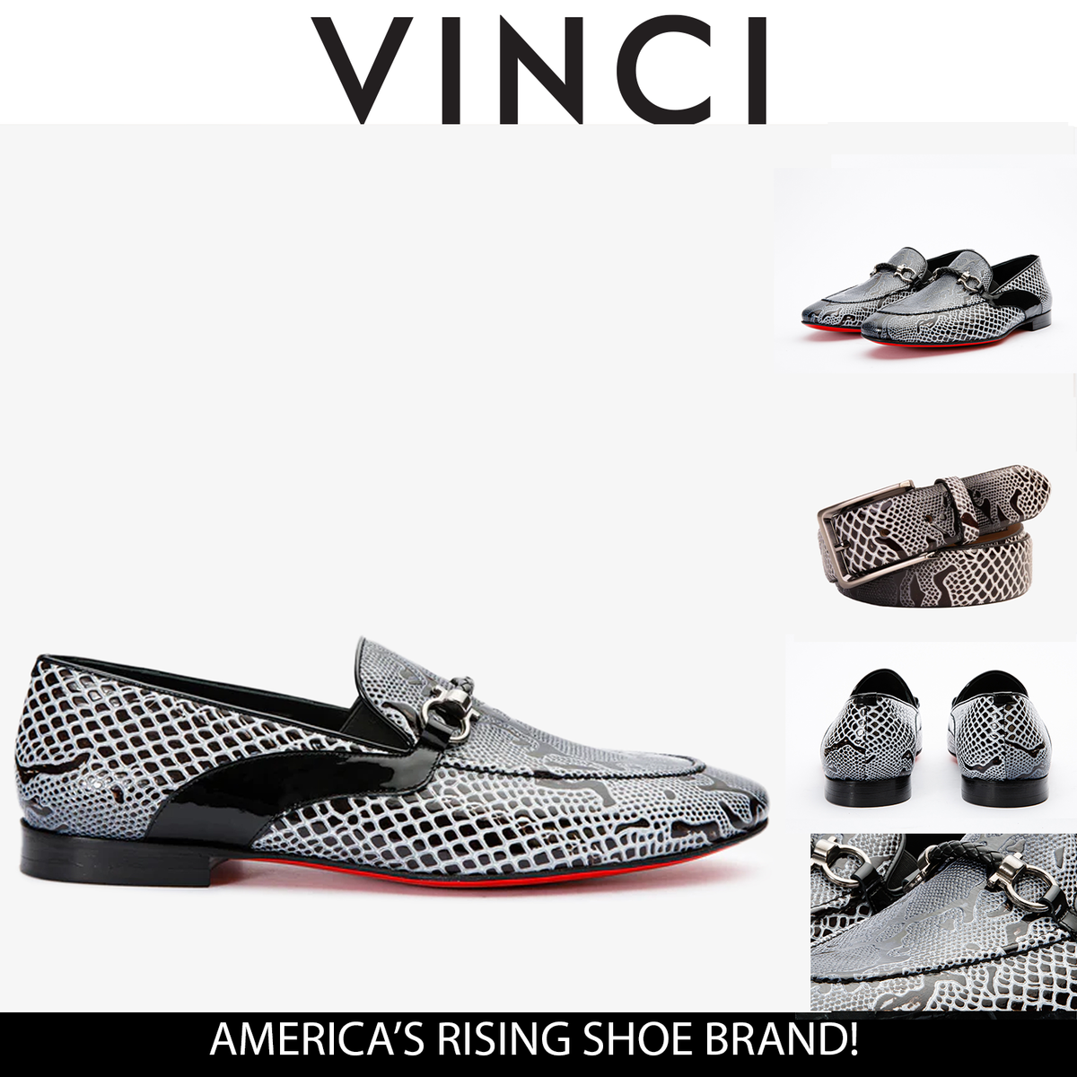 Vinci Leather The Milano Black/White Shoe Bit Loafer Men shoe – product view 5