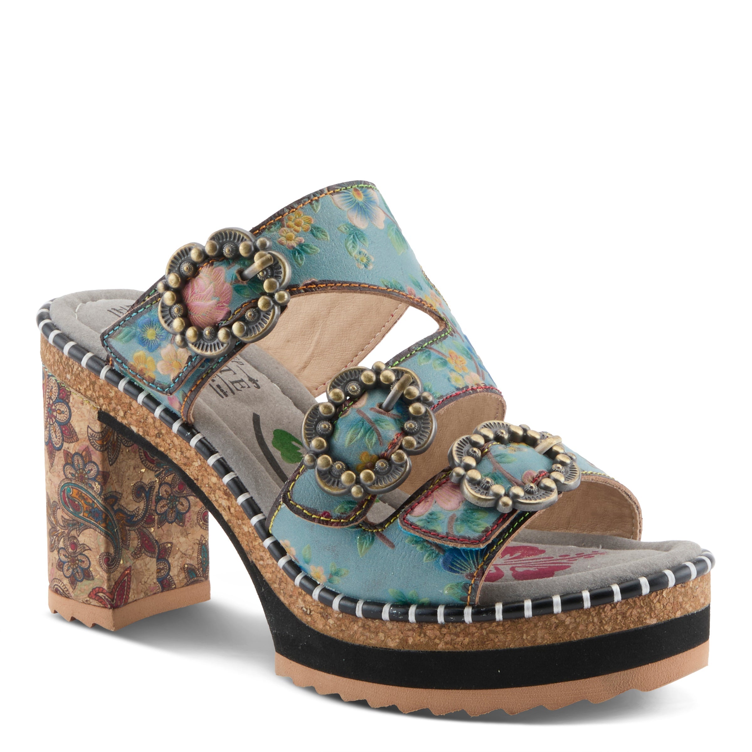 L'Artiste L'ARTISTE MILEMARKER SANDAL sandal in beige multi with handcrafted leather design
