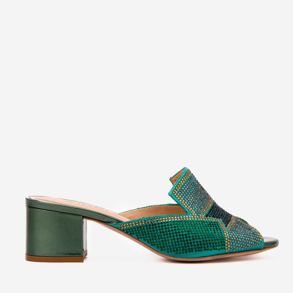 Vinci Leather The Magnolia Green Glitter Leather Women Sandal – product view 1