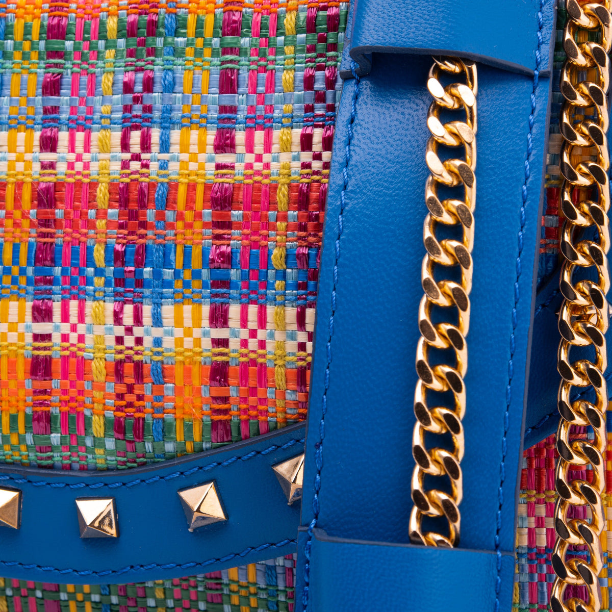Vinci Leather The Zoe Multicolor Tweed & Blue Leather Handbag – product view 4