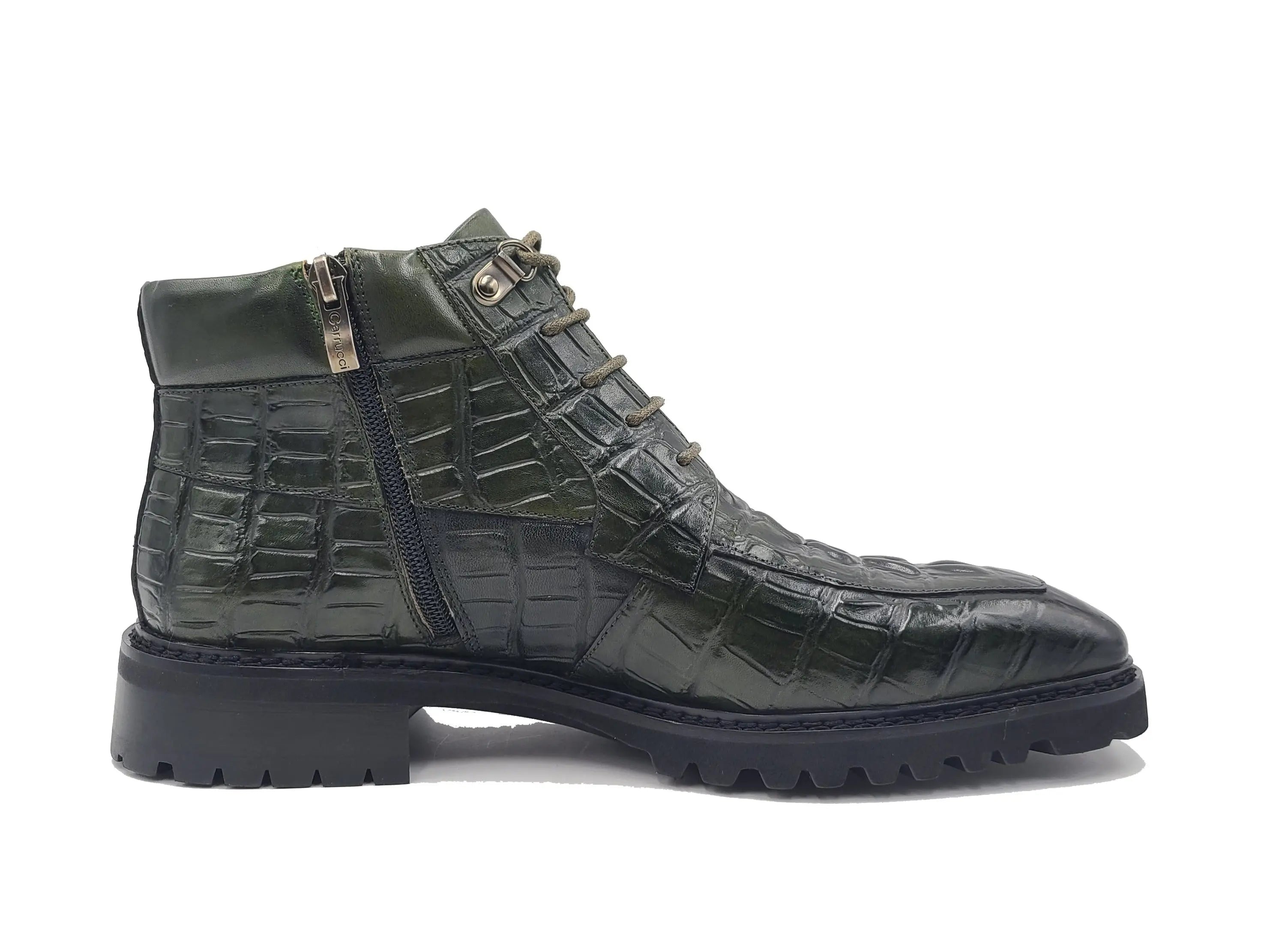 Carrucci Shoes Alligator Embossed Lace Up Boots Men's Calfskin Leather KB516 50 back view