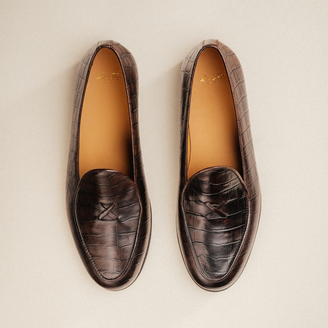 Del Toro Shoes Men's Chocolate Full Croc Milano Loafer – product view 6