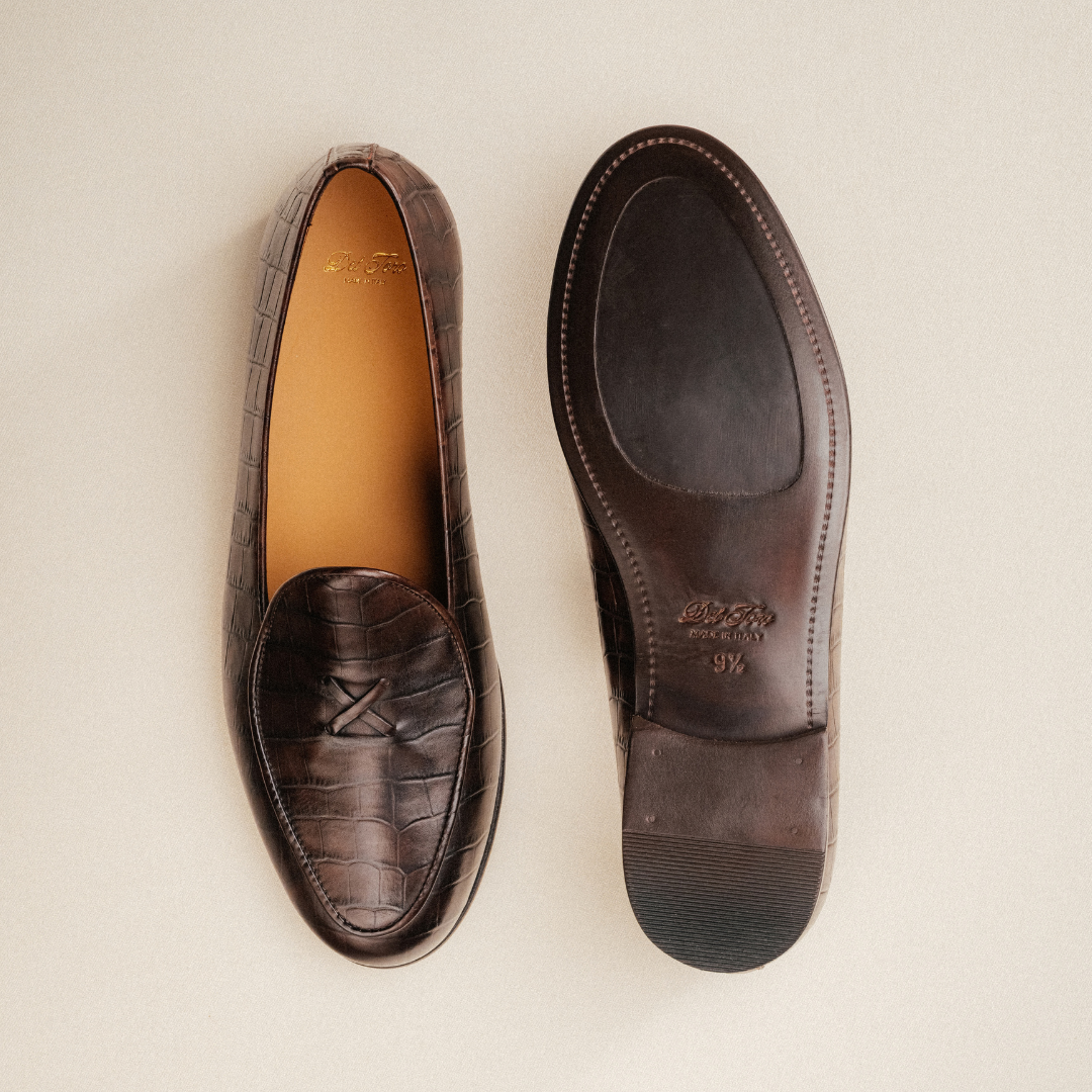 Del Toro Shoes Men's Chocolate Full Croc Milano Loafer – product view 9