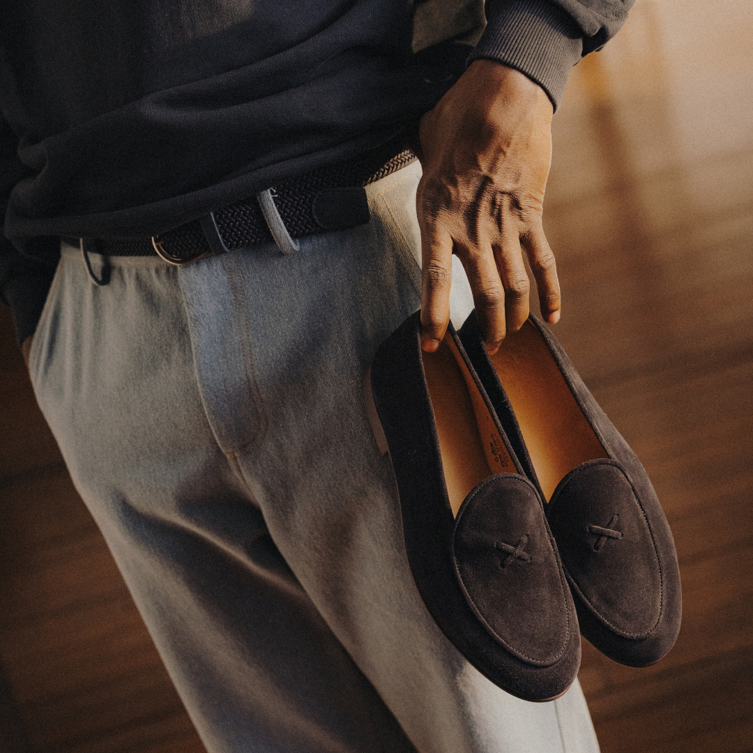 Del Toro Shoes Men's Navy Suede Milano Loafer