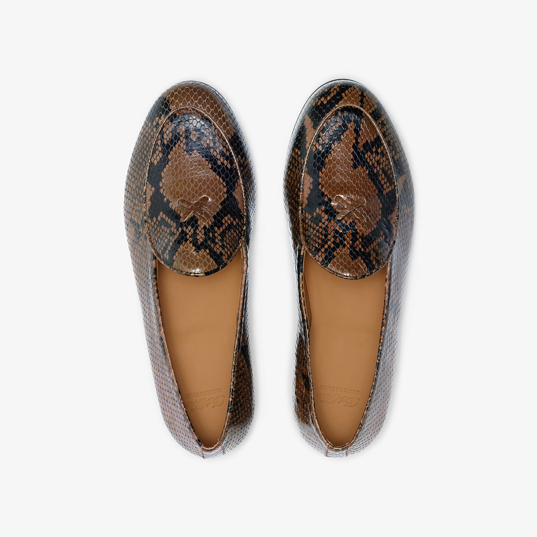 Del Toro Shoes Men's Brown Snakeskin Milano Loafer