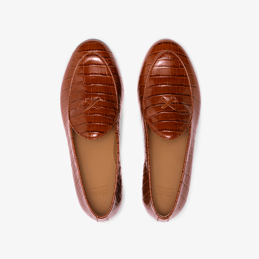 Del Toro Shoes Men's Cognac Full Croc Milano Loafer
