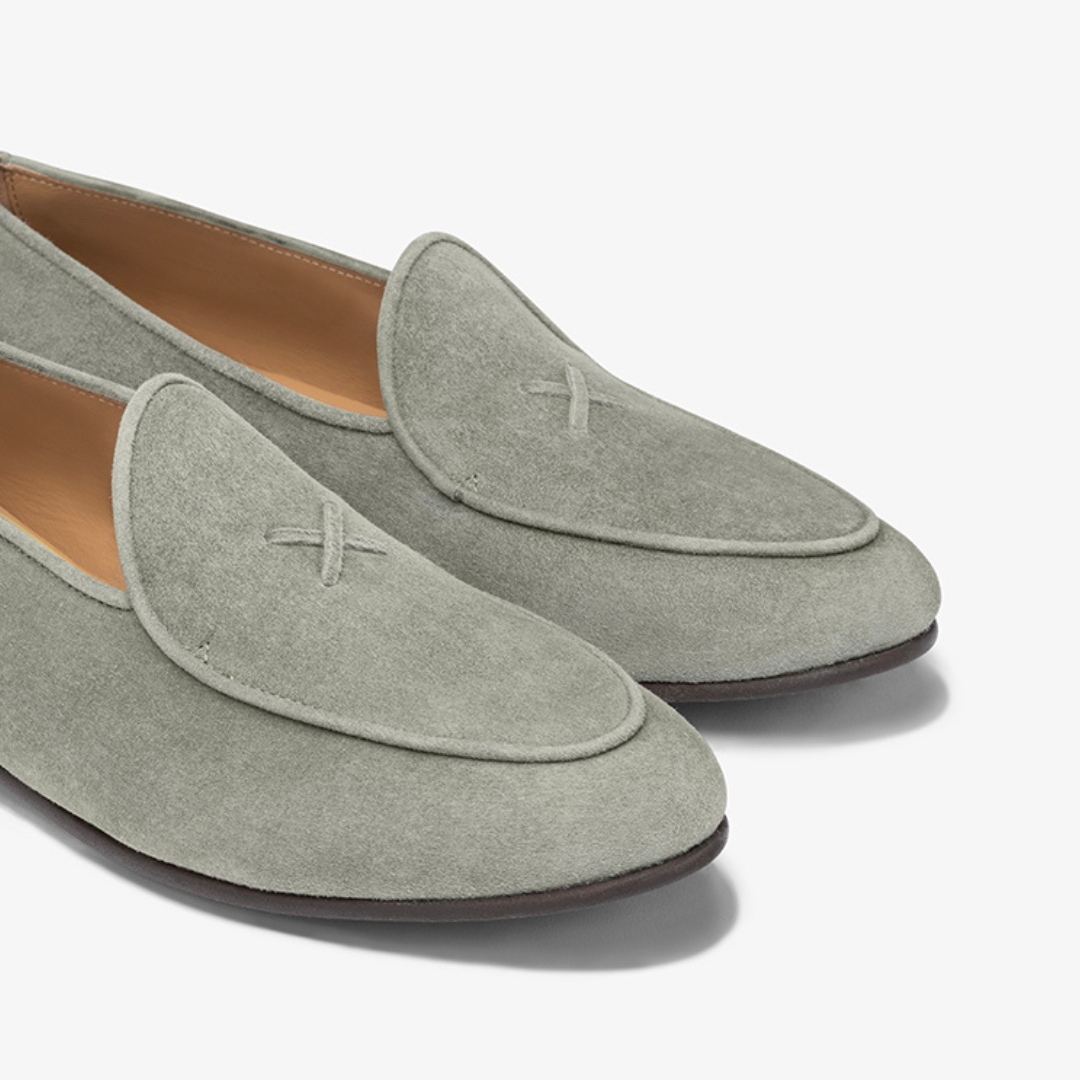 Del Toro Shoes Men's Olive Grey Suede Milano Loafer