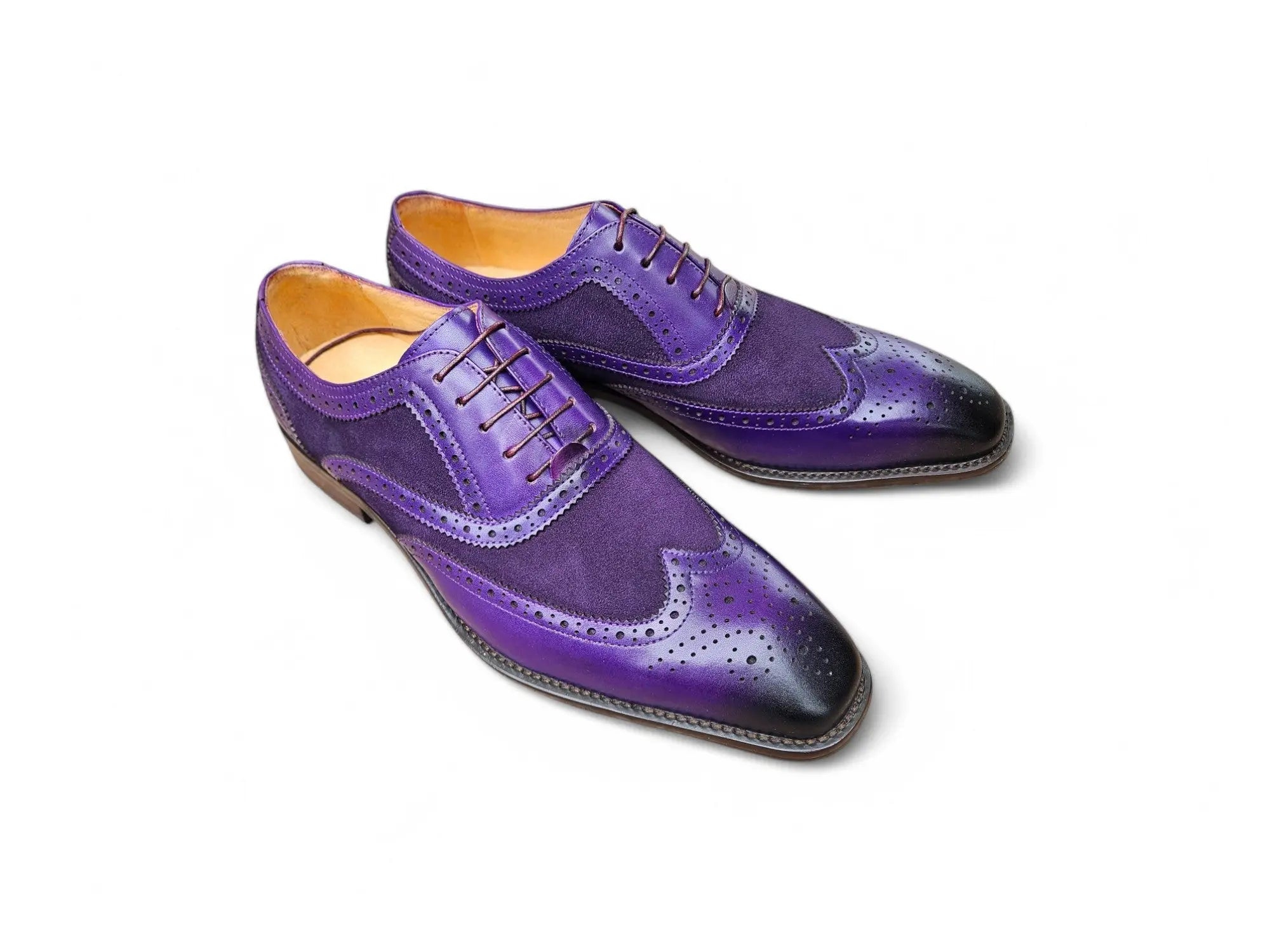 Carrucci Shoes Men's Wingtip Oxford Leather And Suede KS509 25SC