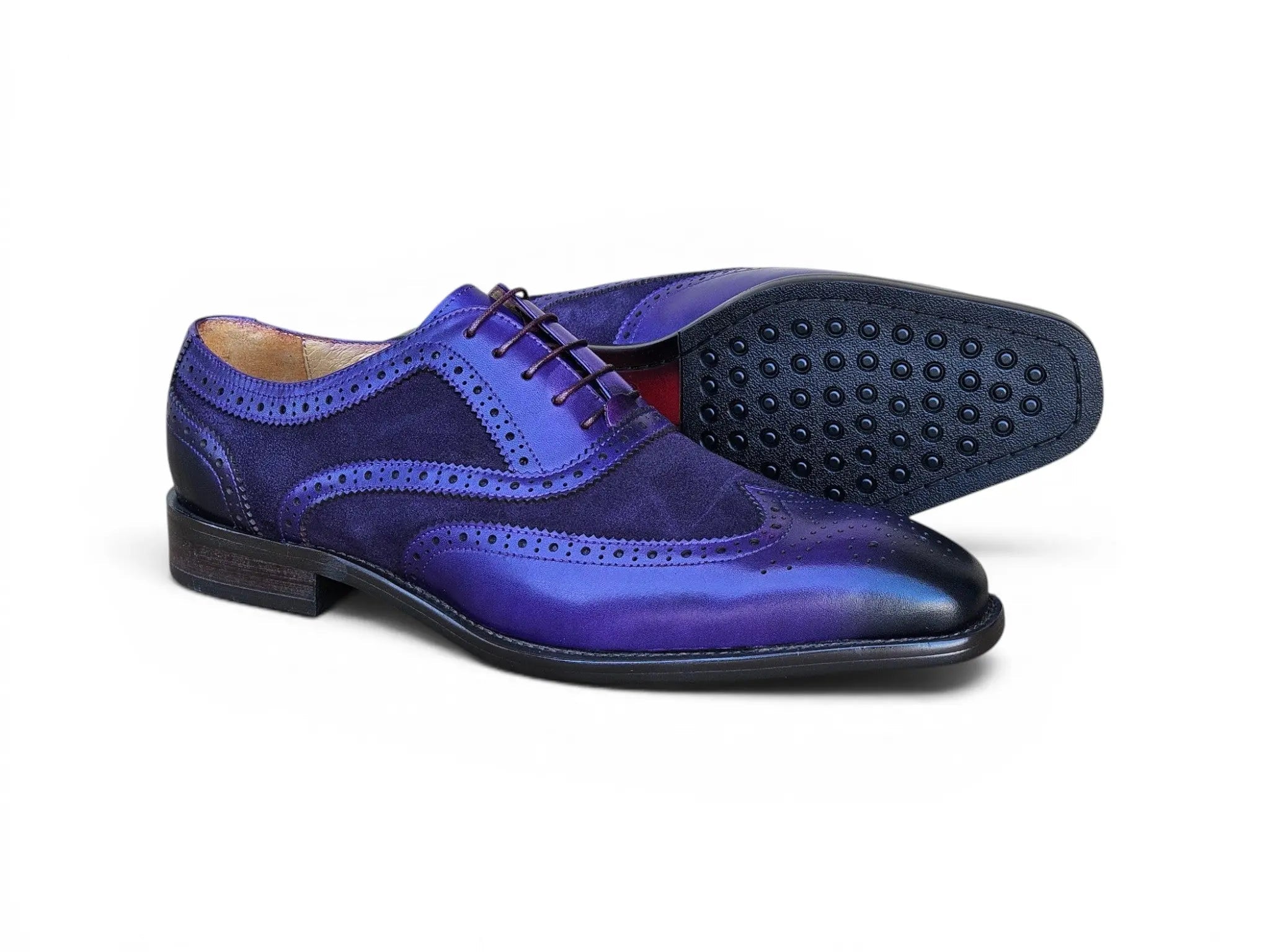 Carrucci Shoes Men's Wingtip Oxford Leather And Suede KS509 25SC