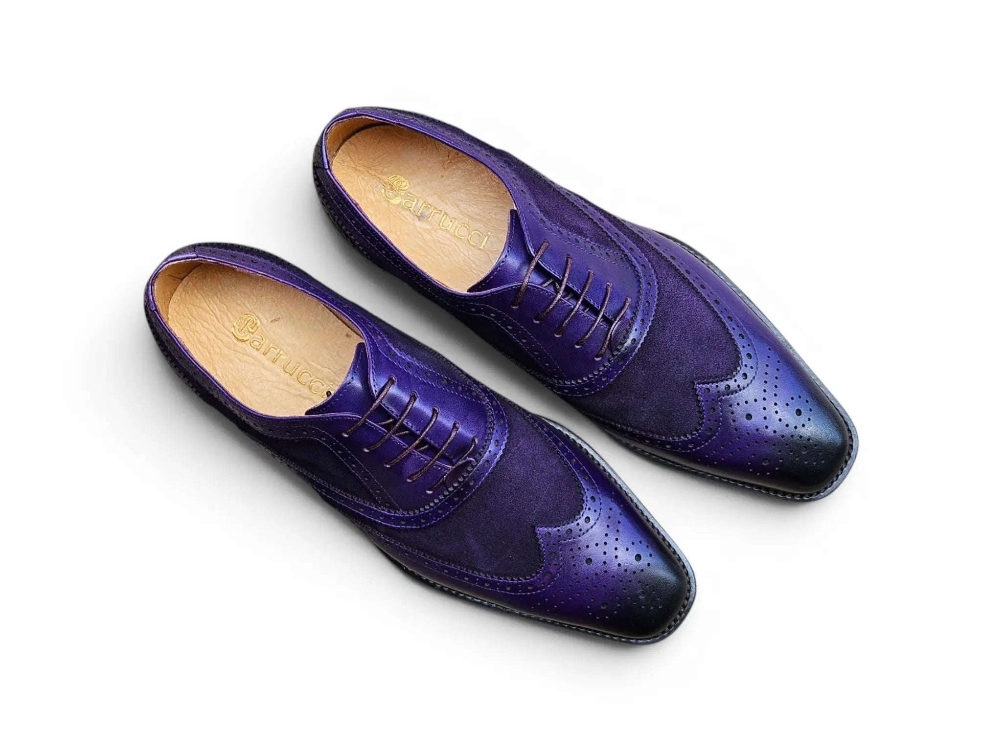 Carrucci Shoes Men's Wingtip Oxford Leather And Suede KS509 25SC