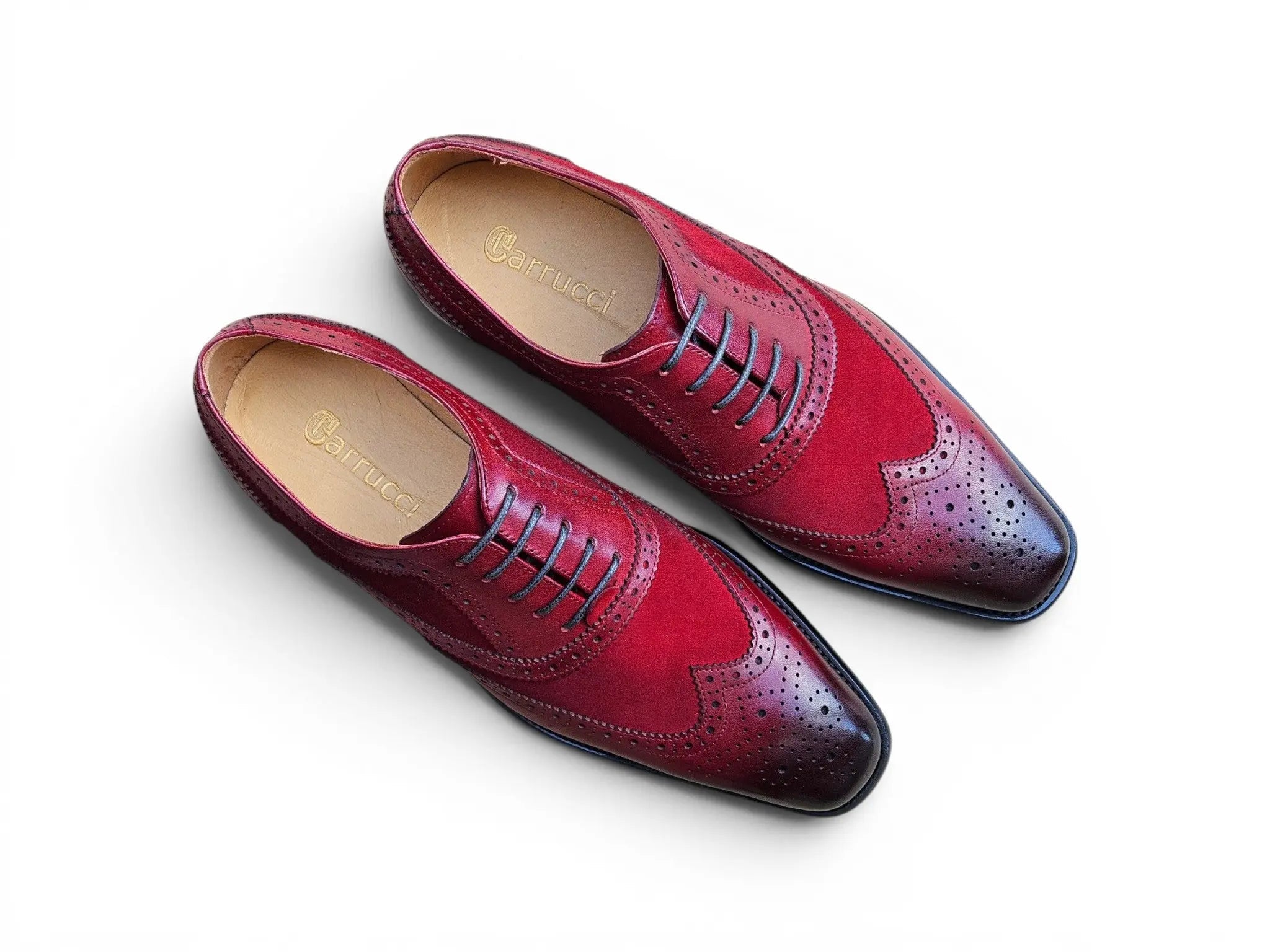 Carrucci Shoes Men's Wingtip Oxford Leather And Suede KS509 25SC