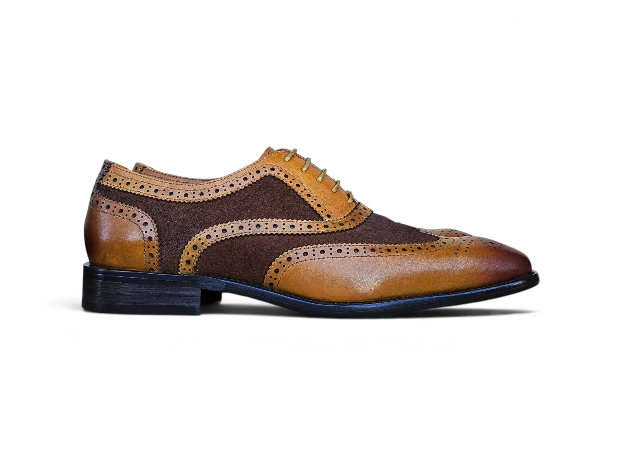 Carrucci Shoes Men's Wingtip Oxford Leather And Suede KS509 25SC