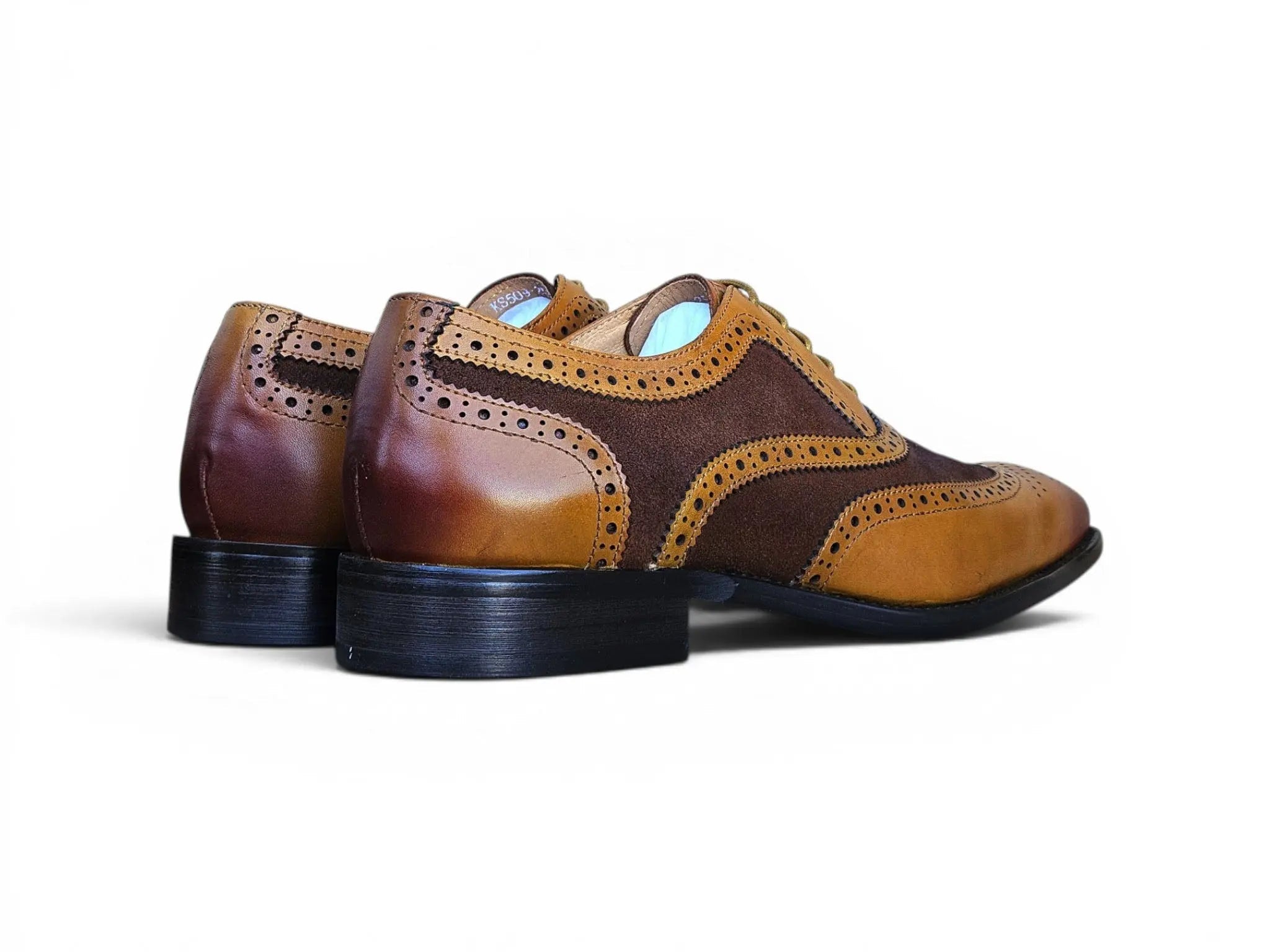 Carrucci Shoes Men's Wingtip Oxford Leather And Suede KS509 25SC