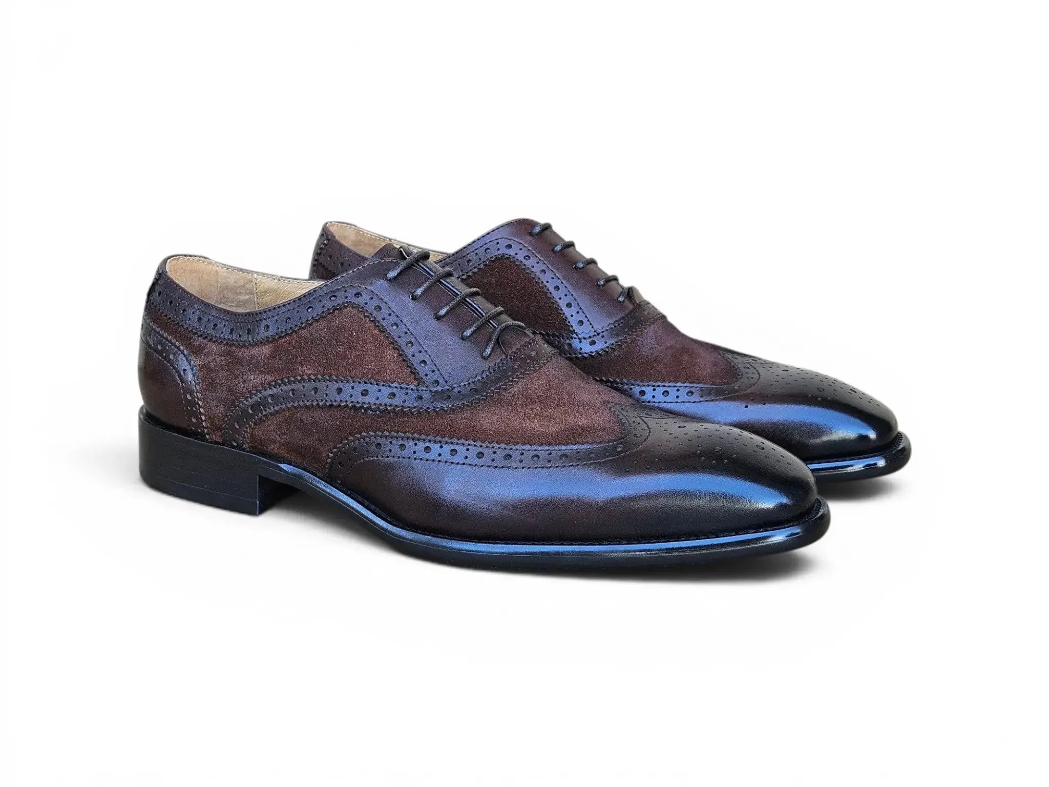 Carrucci Shoes Men's Wingtip Oxford Leather And Suede KS509 25SC
