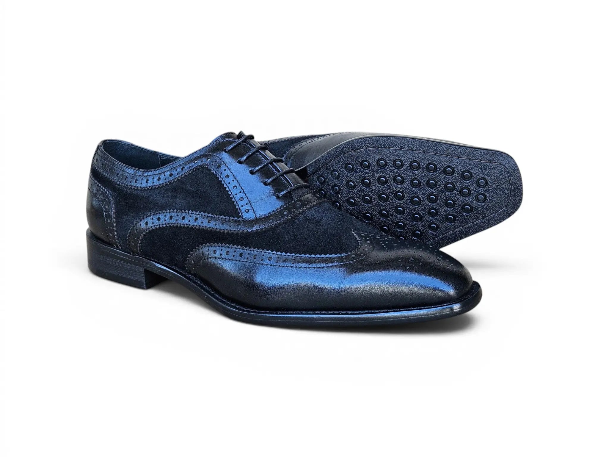 Carrucci Shoes Men's Wingtip Oxford Leather And Suede KS509 25SC