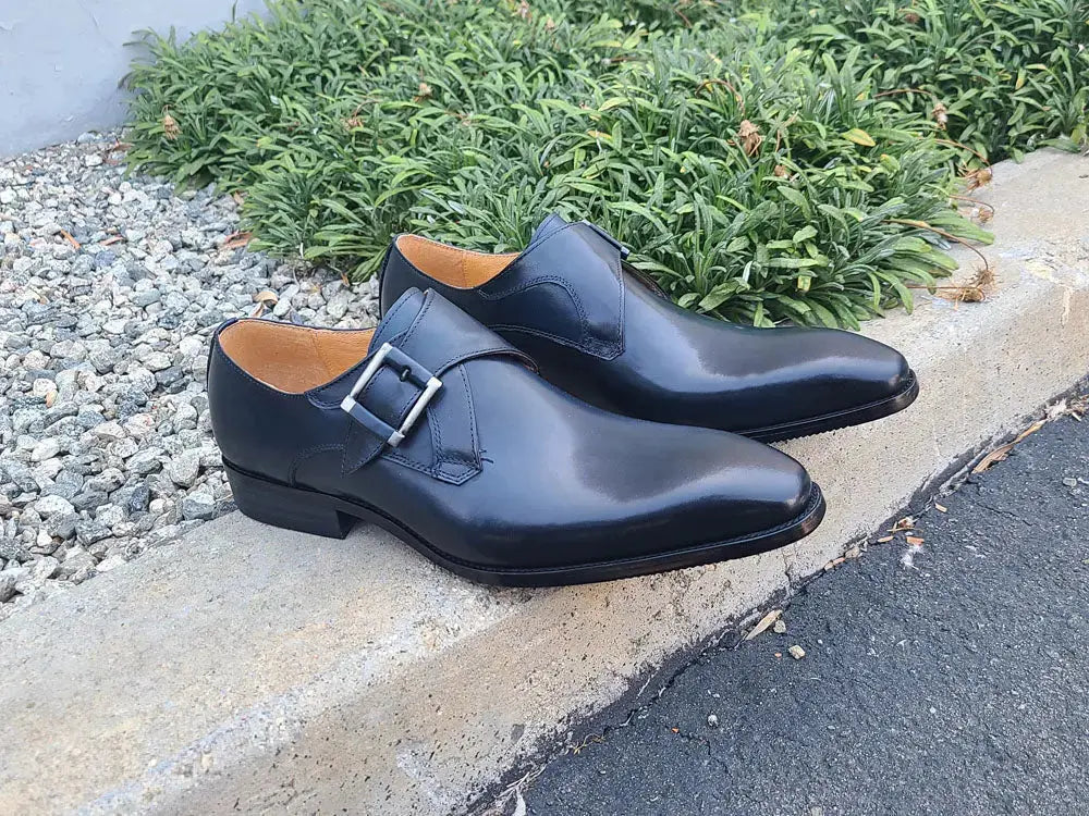 Carrucci Shoes Monk Strap Buckle Leather Loafer Burnished Finish view 14