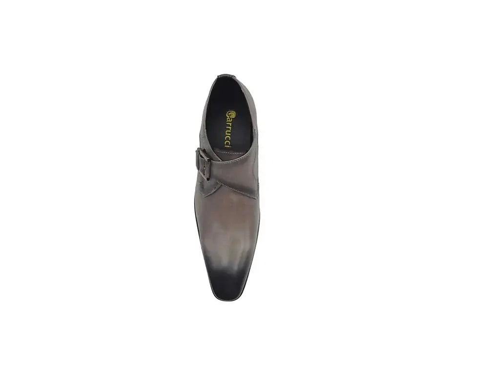 Carrucci Shoes Monk Strap Buckle Leather Loafer Burnished Finish view 7