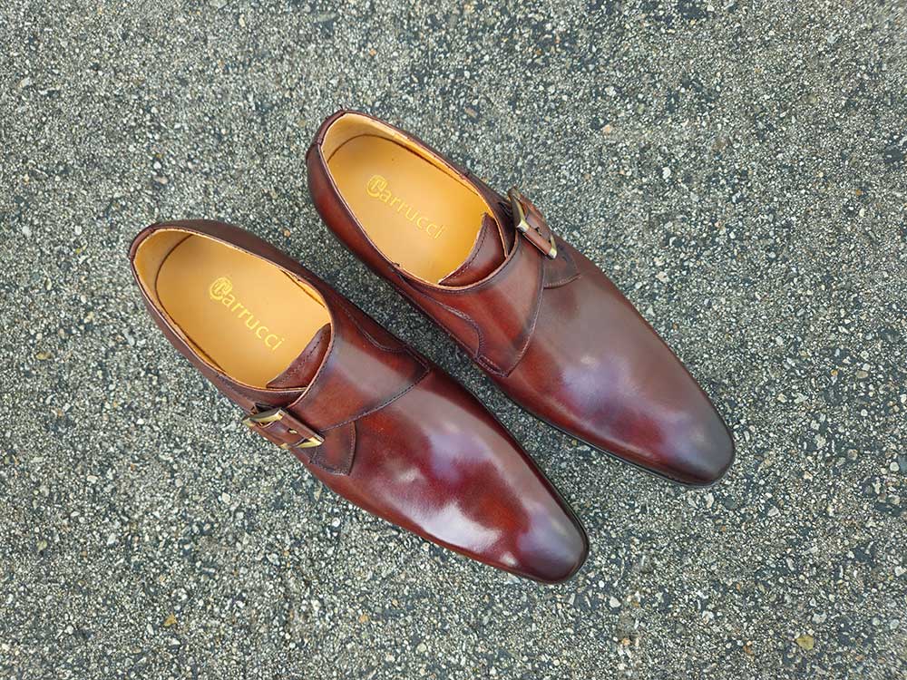 Carrucci Shoes Monk Strap Buckle Leather Loafer Burnished Finish view 20