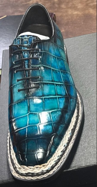 C&E Fashions Maurice Montreal Custom Made Alligator Oxford - Blue – product view 2