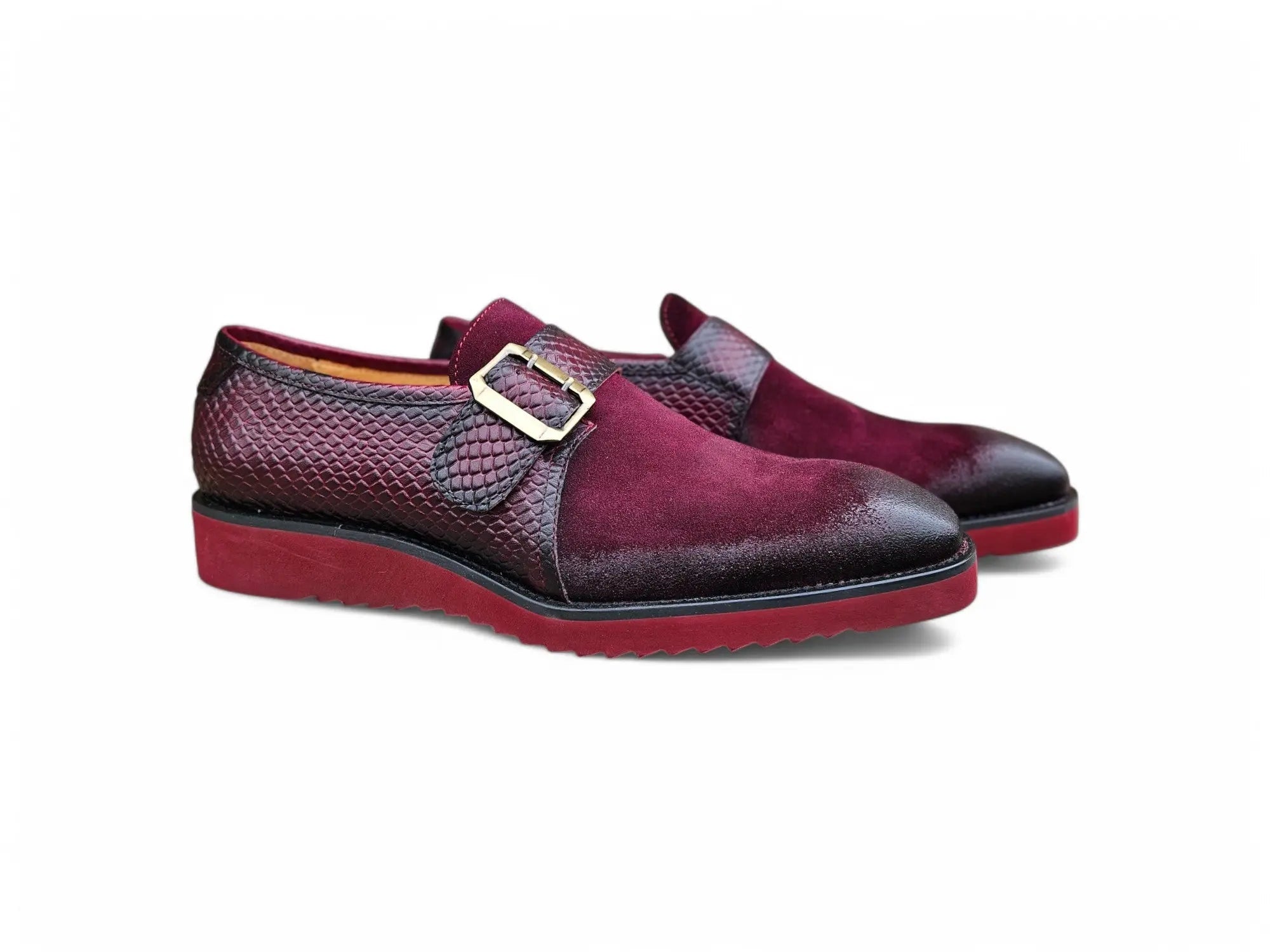 Carrucci Shoes Shoes Men's Suede Buckle Monkstrap Slip On front view