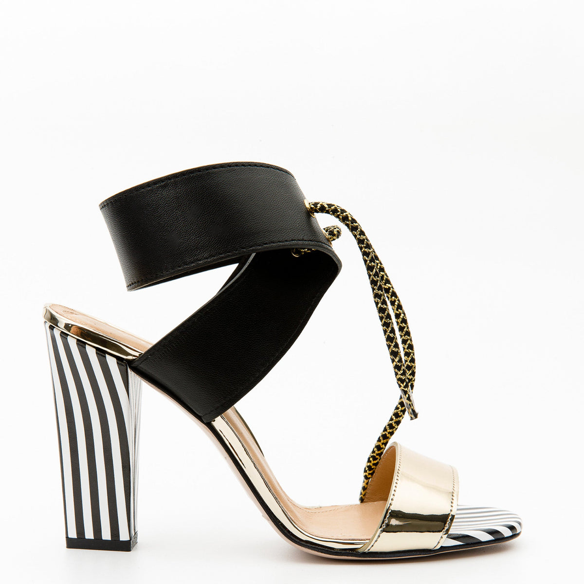 Vinci Leather The Bloke Black Leather Ankle Strap Women Sandal – product view 1