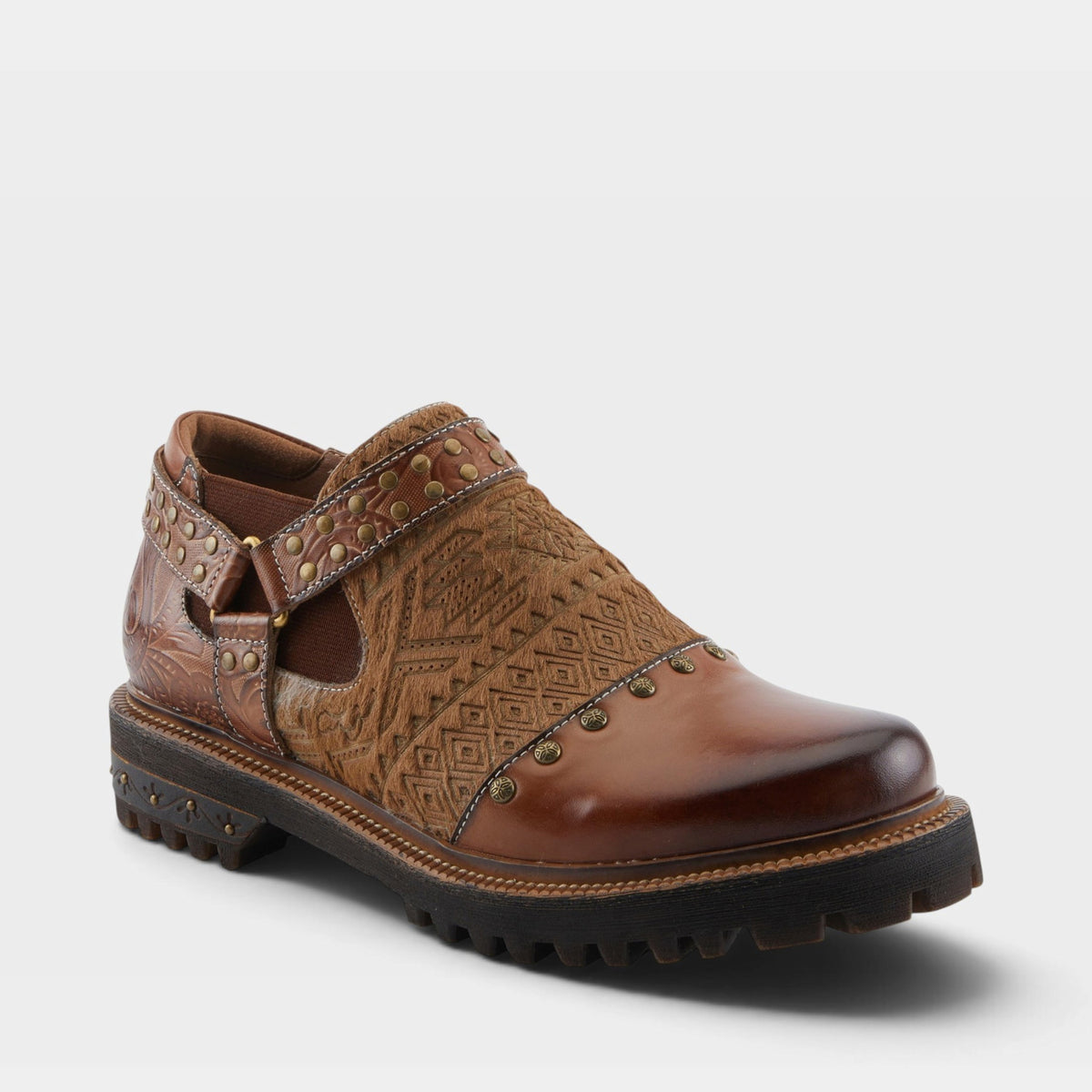 L'Artiste Noriella women's hair-on-hide and leather shoes in Camel, hero view.