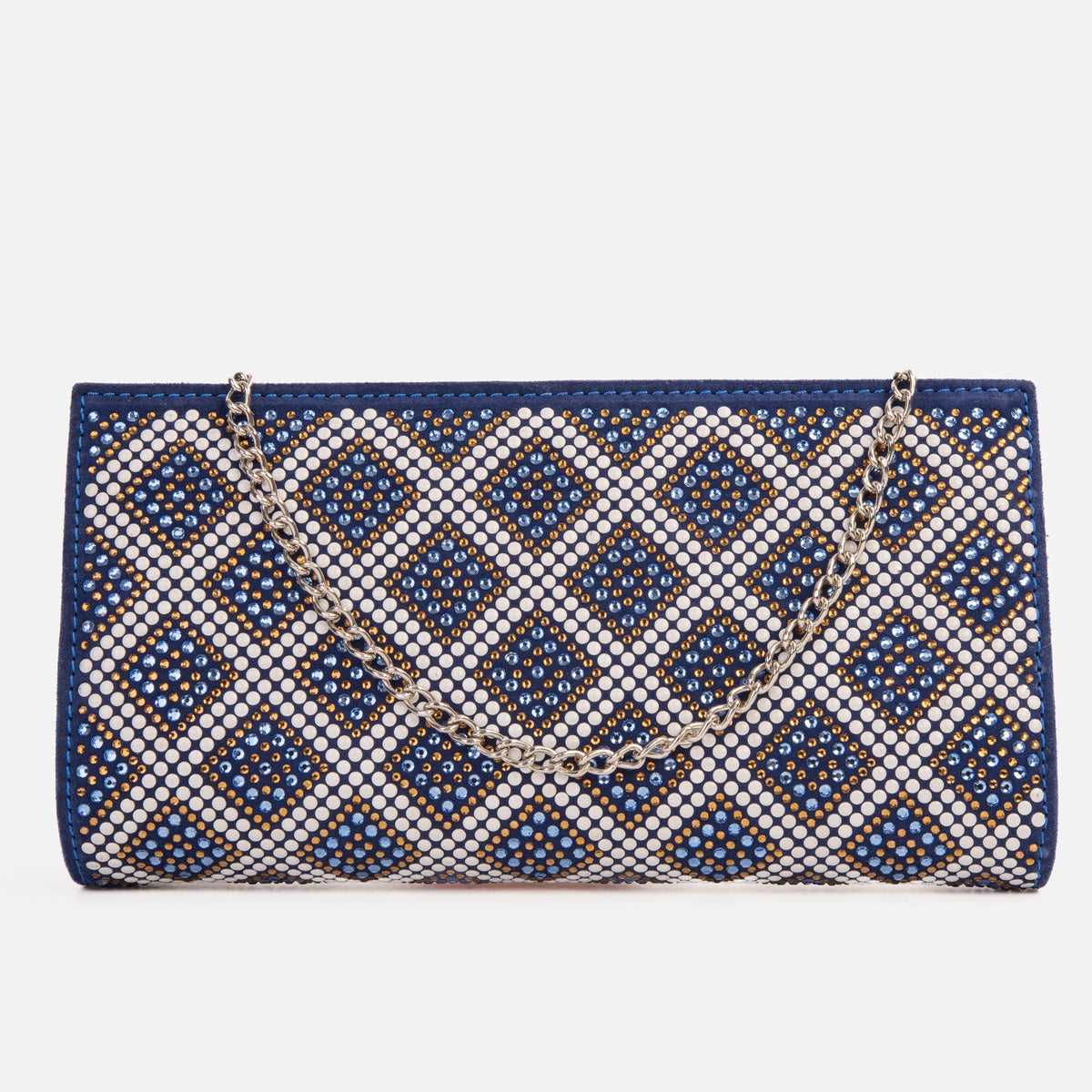 Vinci Leather The Nampula Sax Blue Glitter Suede Leather Small Clutch – product view 2