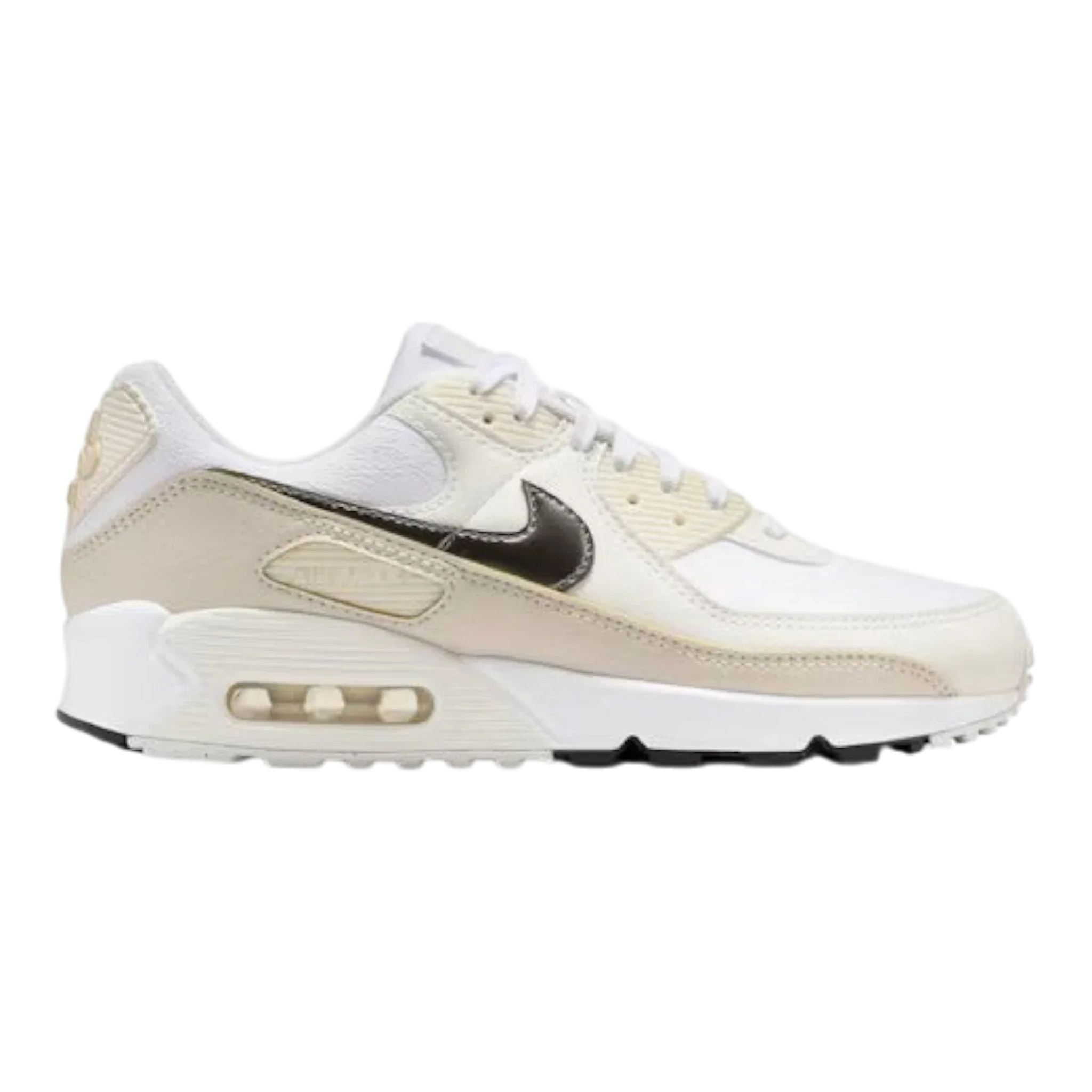 Nike Air Max 90 Women's Sneakers — White/Flat Pewter Leather Low-Top