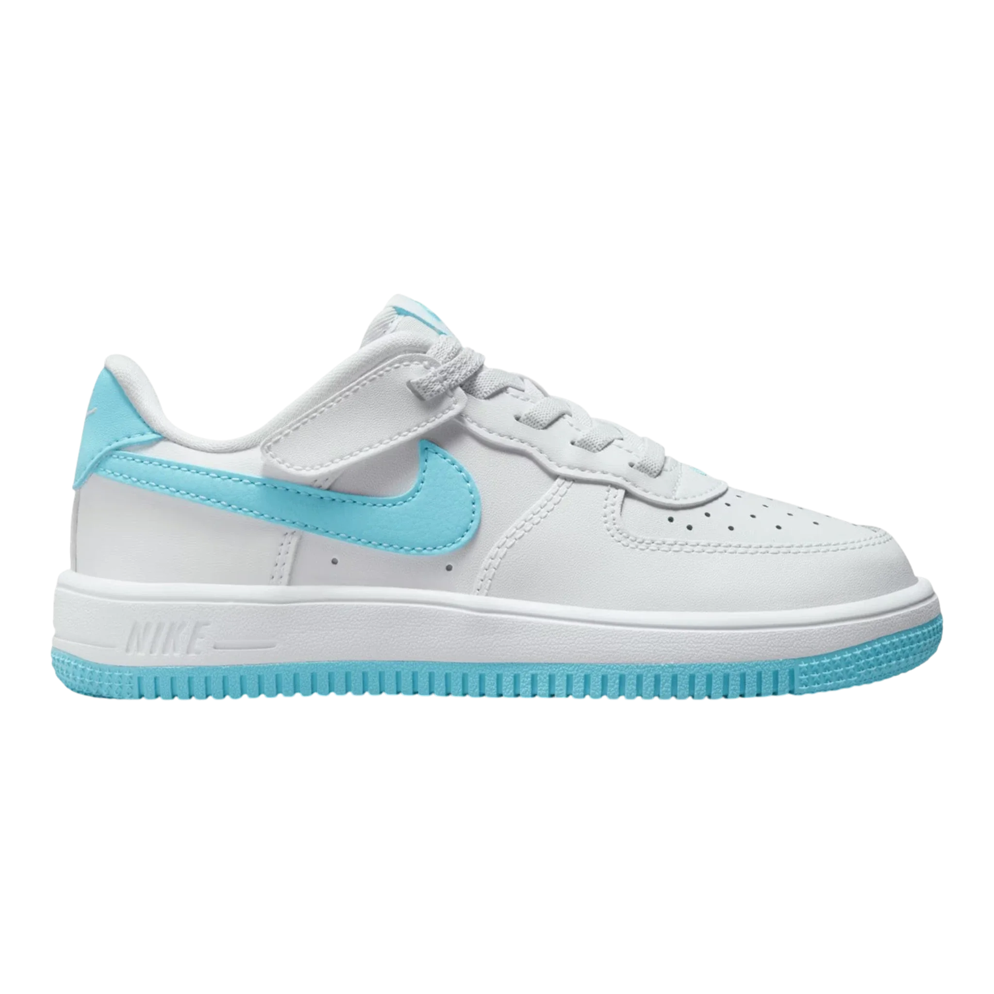 Nike Force 1 Low EasyOn Little Kids' (PS) Sneakers — White/Aquarius Blue Low-Top