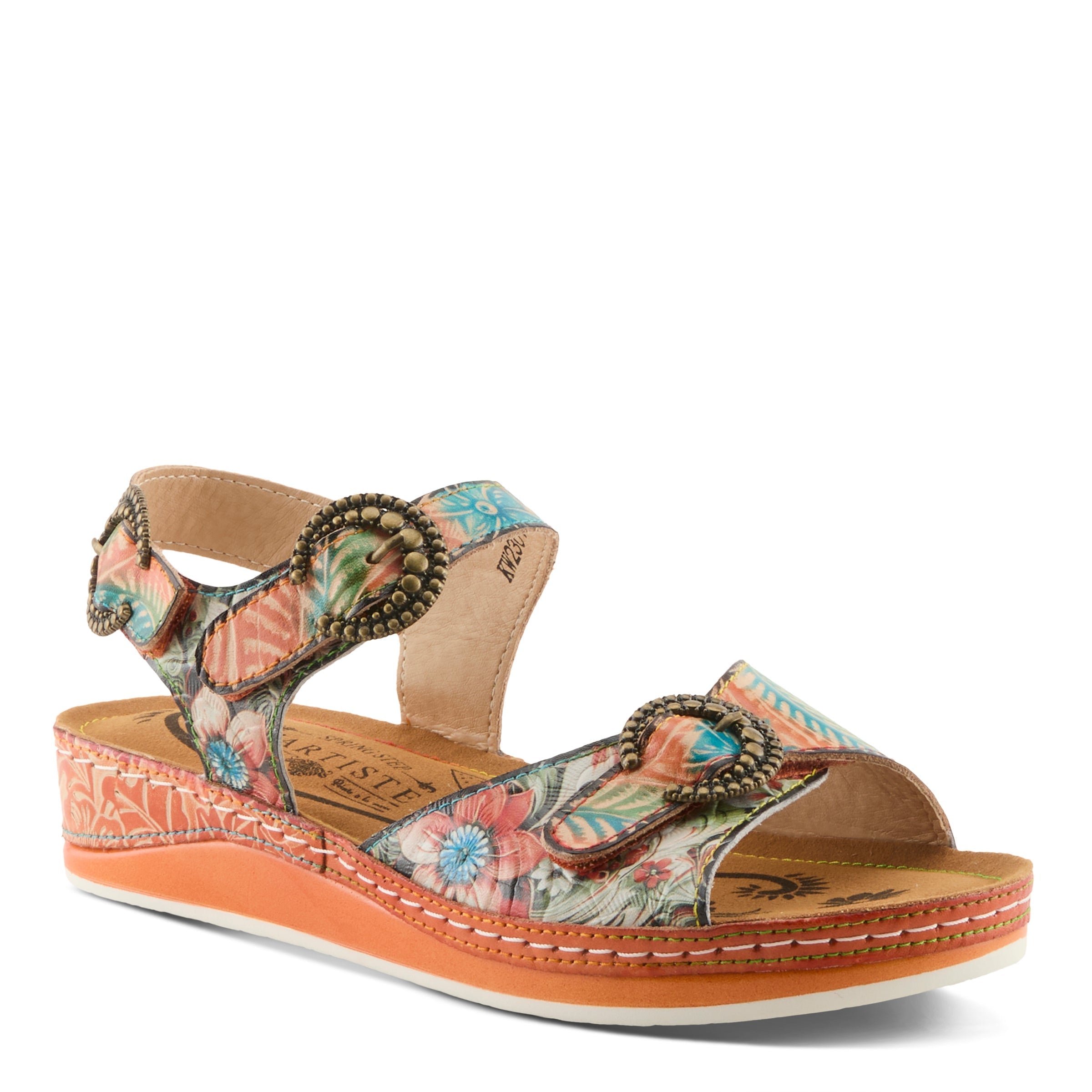 L'Artiste L'ARTISTE OFFTRAK SANDALS sandal in grey multi with handcrafted leather design