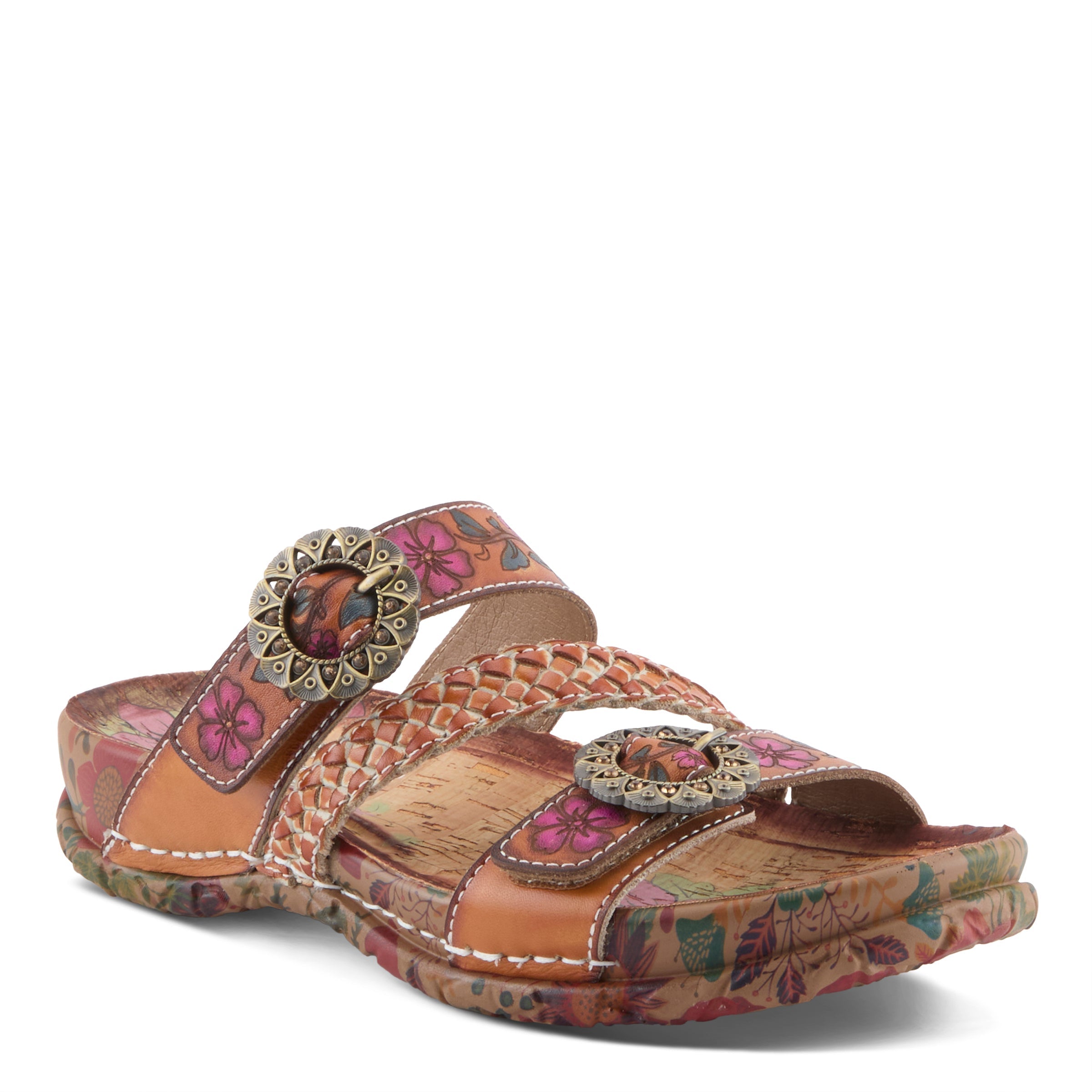 L'Artiste L'ARTISTE ONTHEROAD SANDALS sandal in camel multi with handcrafted leather design