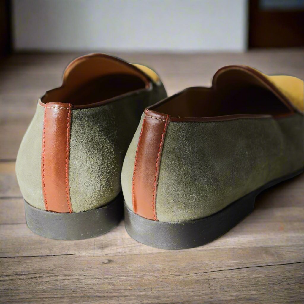 Del Toro Shoes Men's Olive Textured Tan Milano Loafer