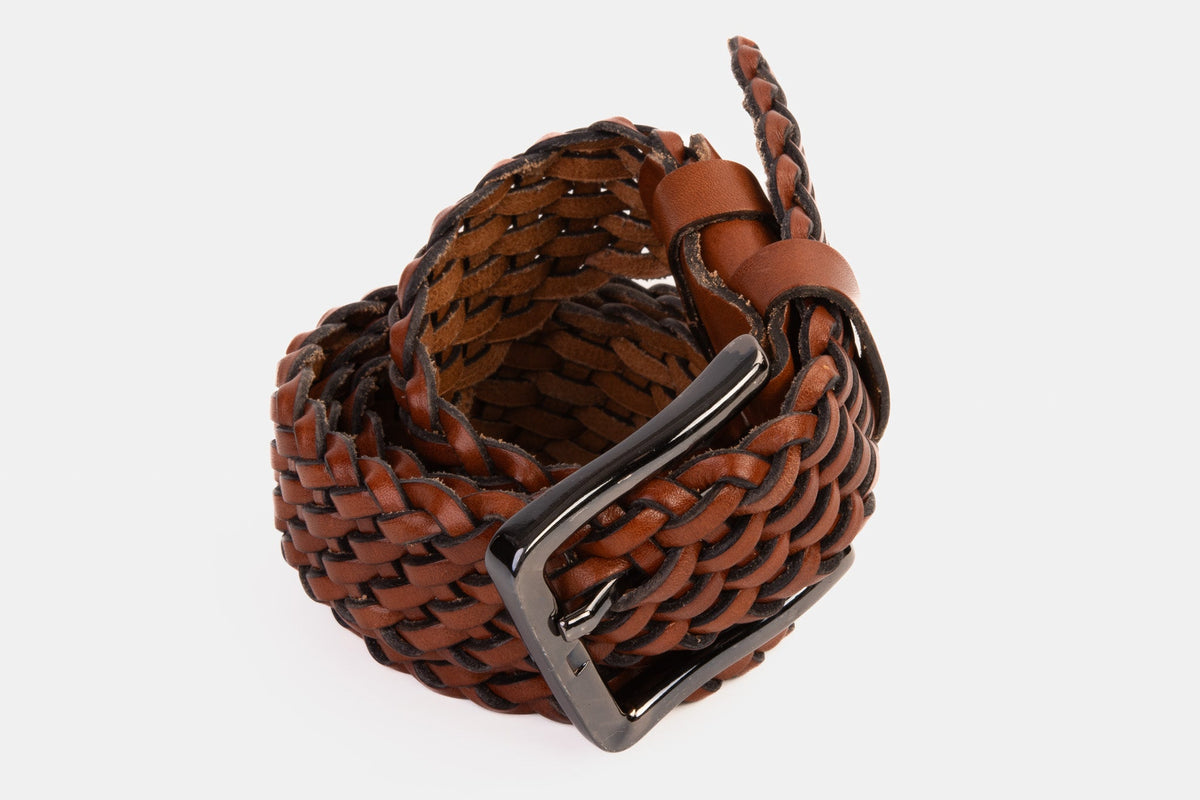 Vinci Leather The Grand Woven Tan Color Leather Belt – product view 4