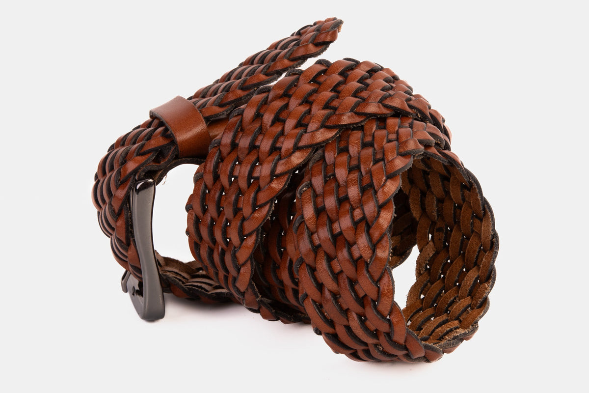 Vinci Leather The Mclean Woven Brown Leather Belt – product view 4