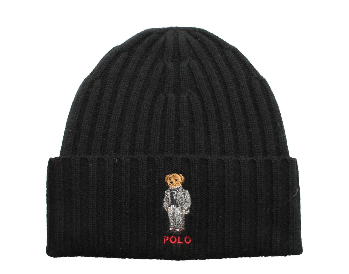 Polo Ralph Lauren Polo Bear Chalk-Stripe Knit Cuffed Beanie Hat Navy – product view 2