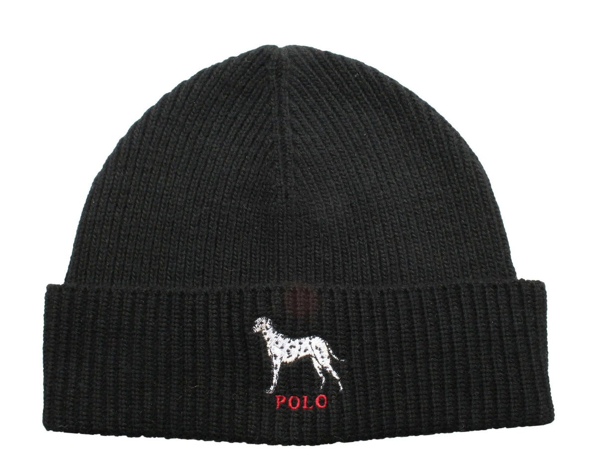 Polo Ralph Lauren Dalmatian Dog Knit Cuffed Beanie Hat Black – product view 2