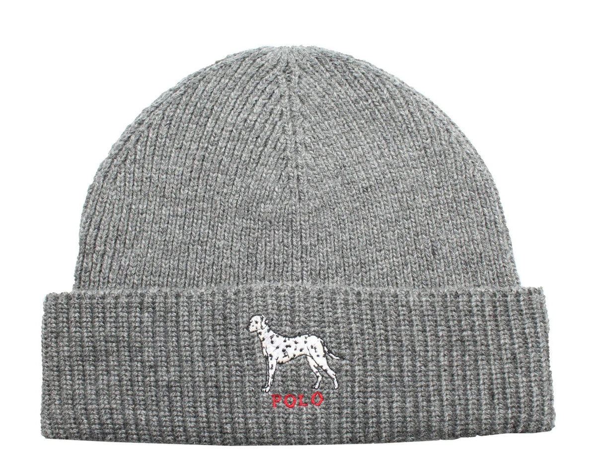 Polo Ralph Lauren Dalmatian Dog Knit Cuffed Beanie Hat Charcoal – product view 2
