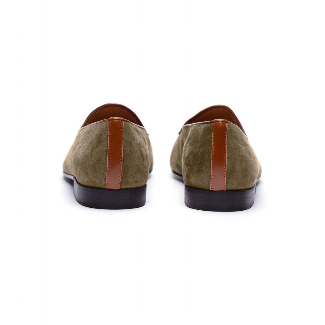 Del Toro Shoes Men's Olive Textured Tan Milano Loafer
