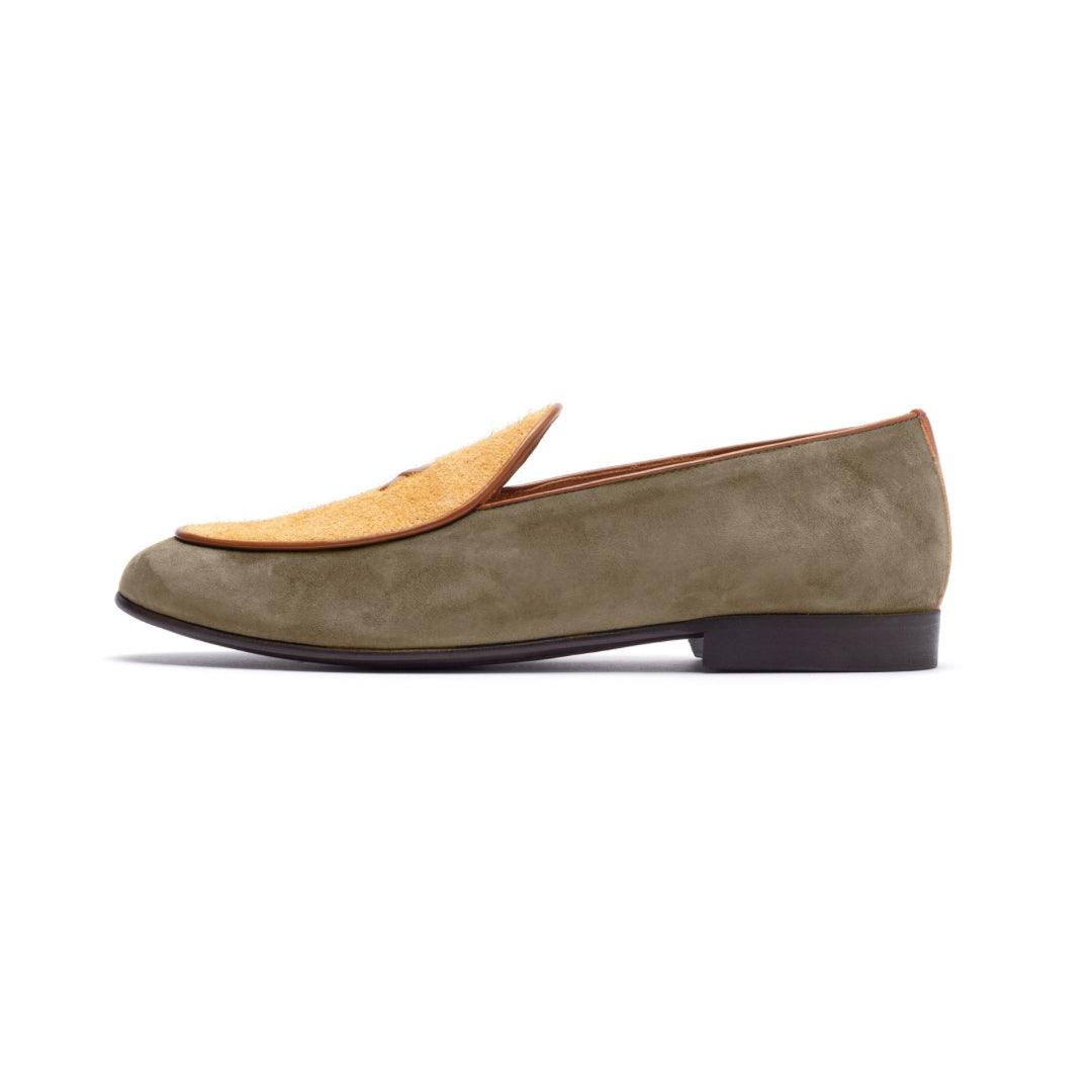 Del Toro Shoes Men's Olive Textured Tan Milano Loafer